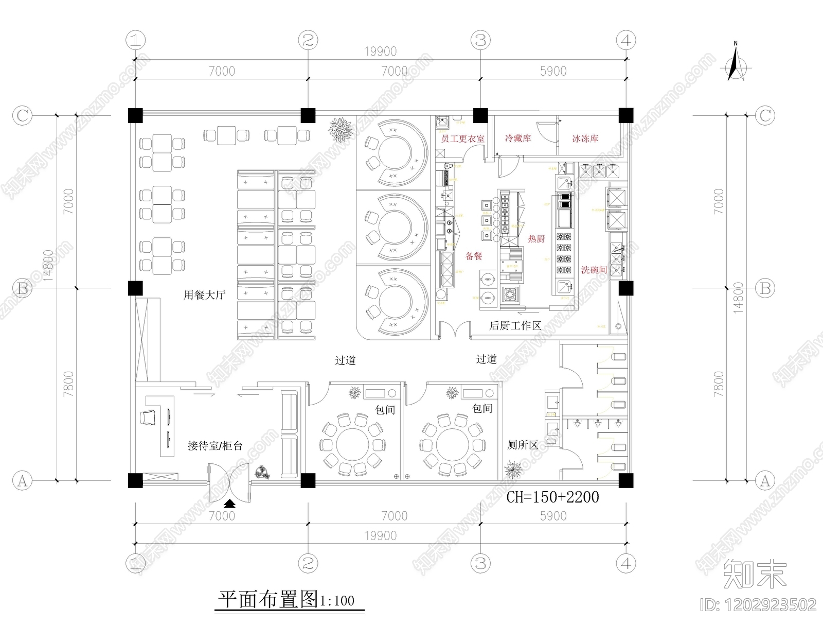 现代中餐厅cad施工图下载【ID:1202923502】