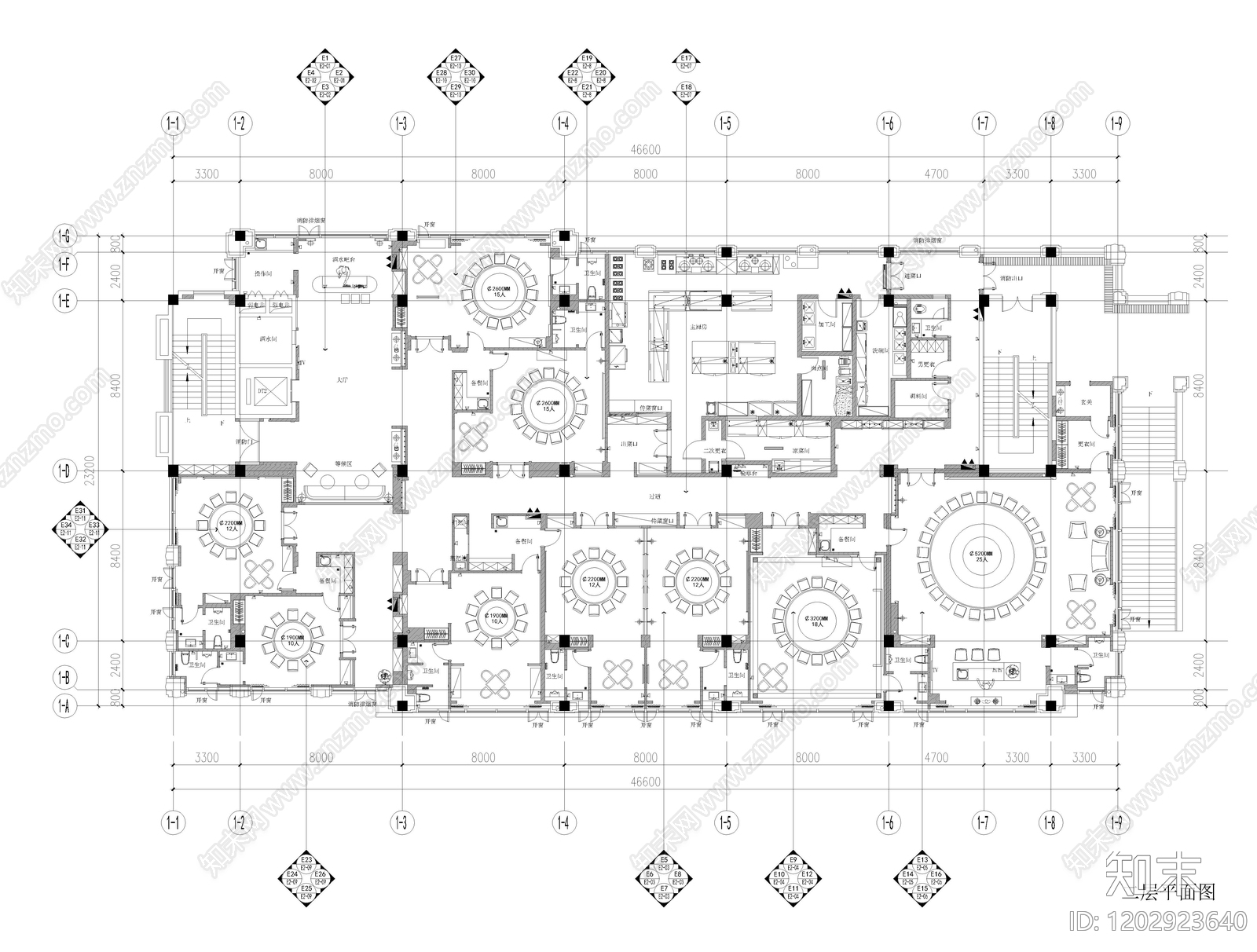 现代中餐厅施工图下载【ID:1202923640】
