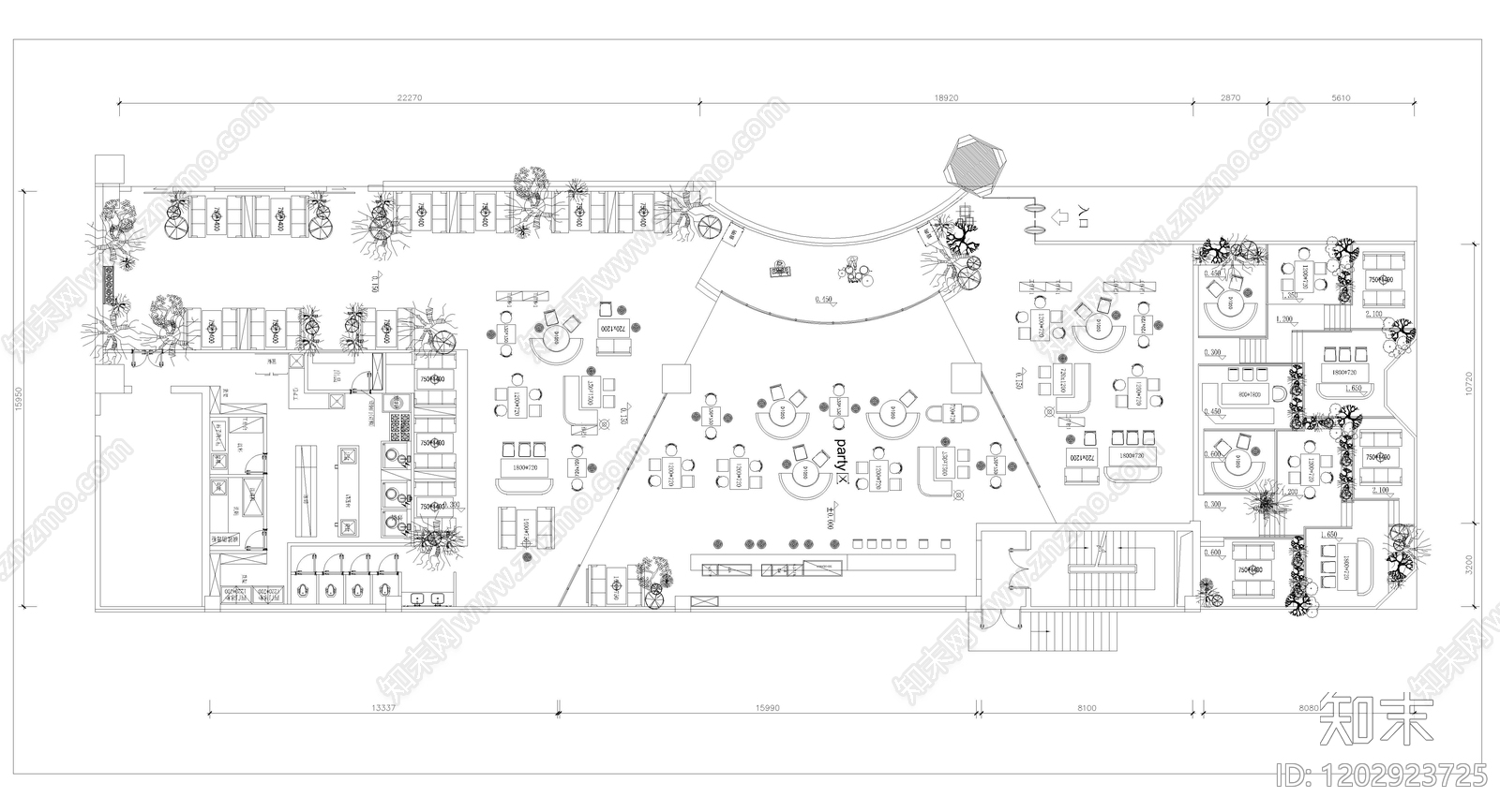 现代西餐厅施工图下载【ID:1202923725】