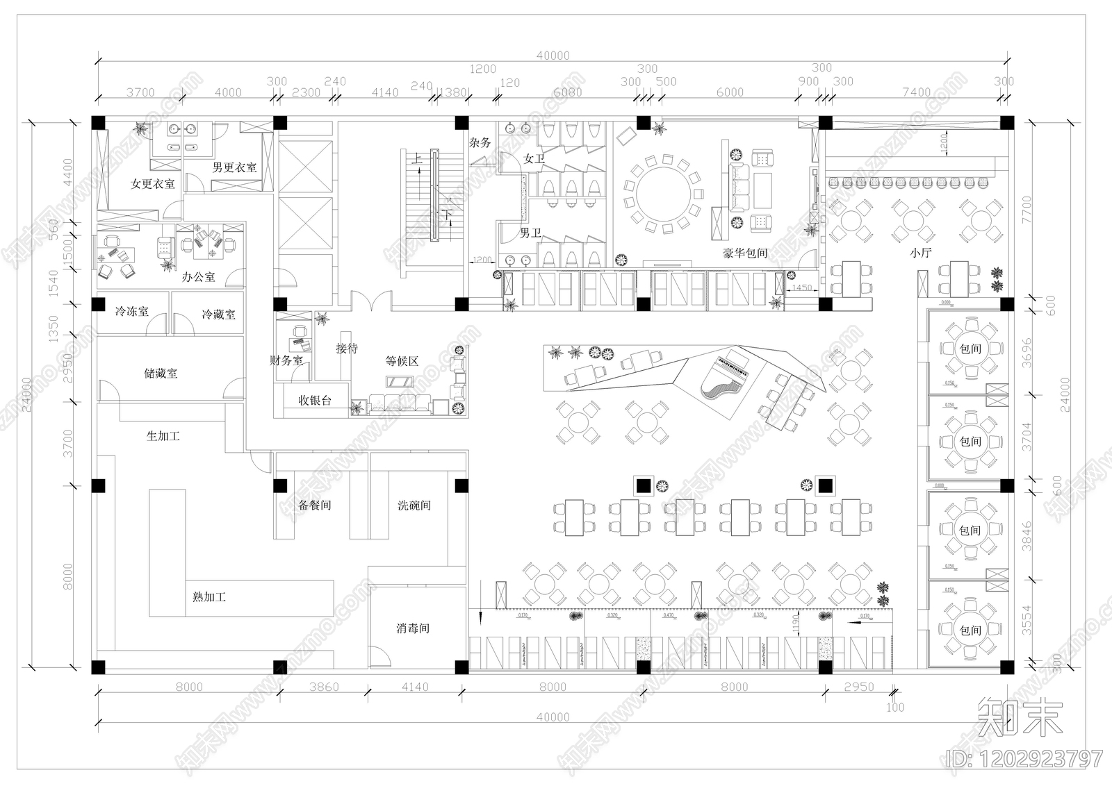 现代西餐厅施工图下载【ID:1202923797】