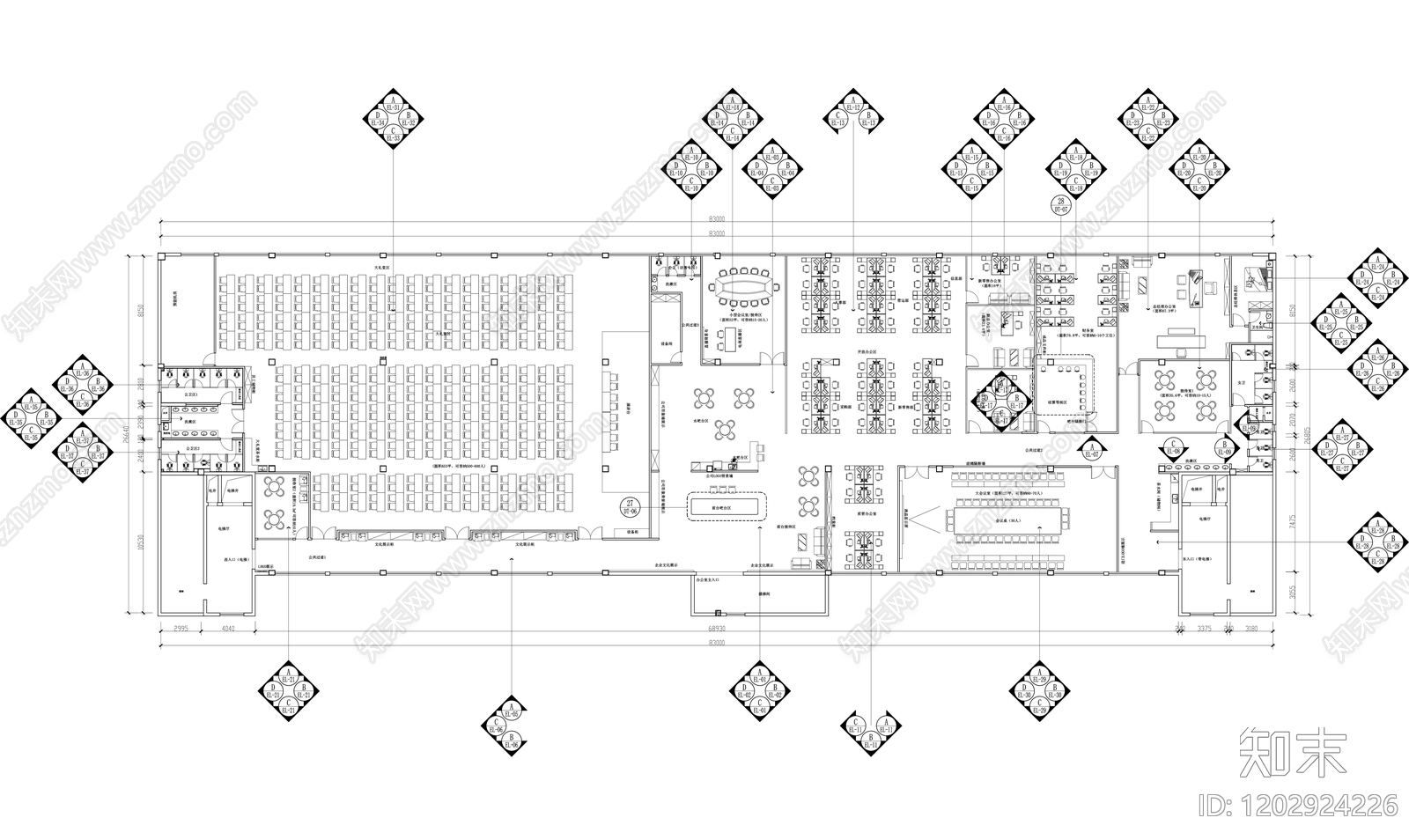 现代整体办公空间cad施工图下载【ID:1202924226】