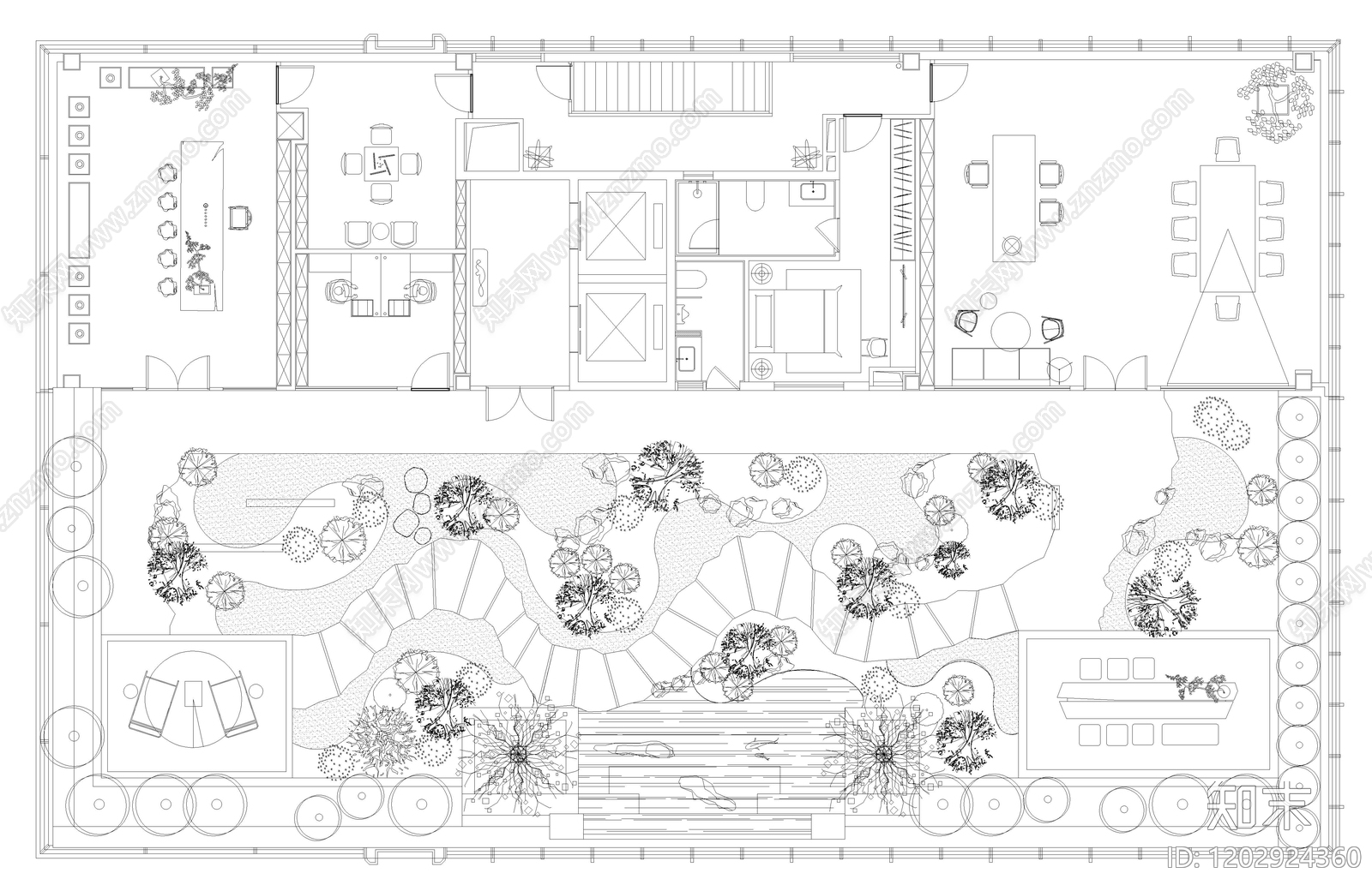 现代屋顶花园施工图下载【ID:1202924360】