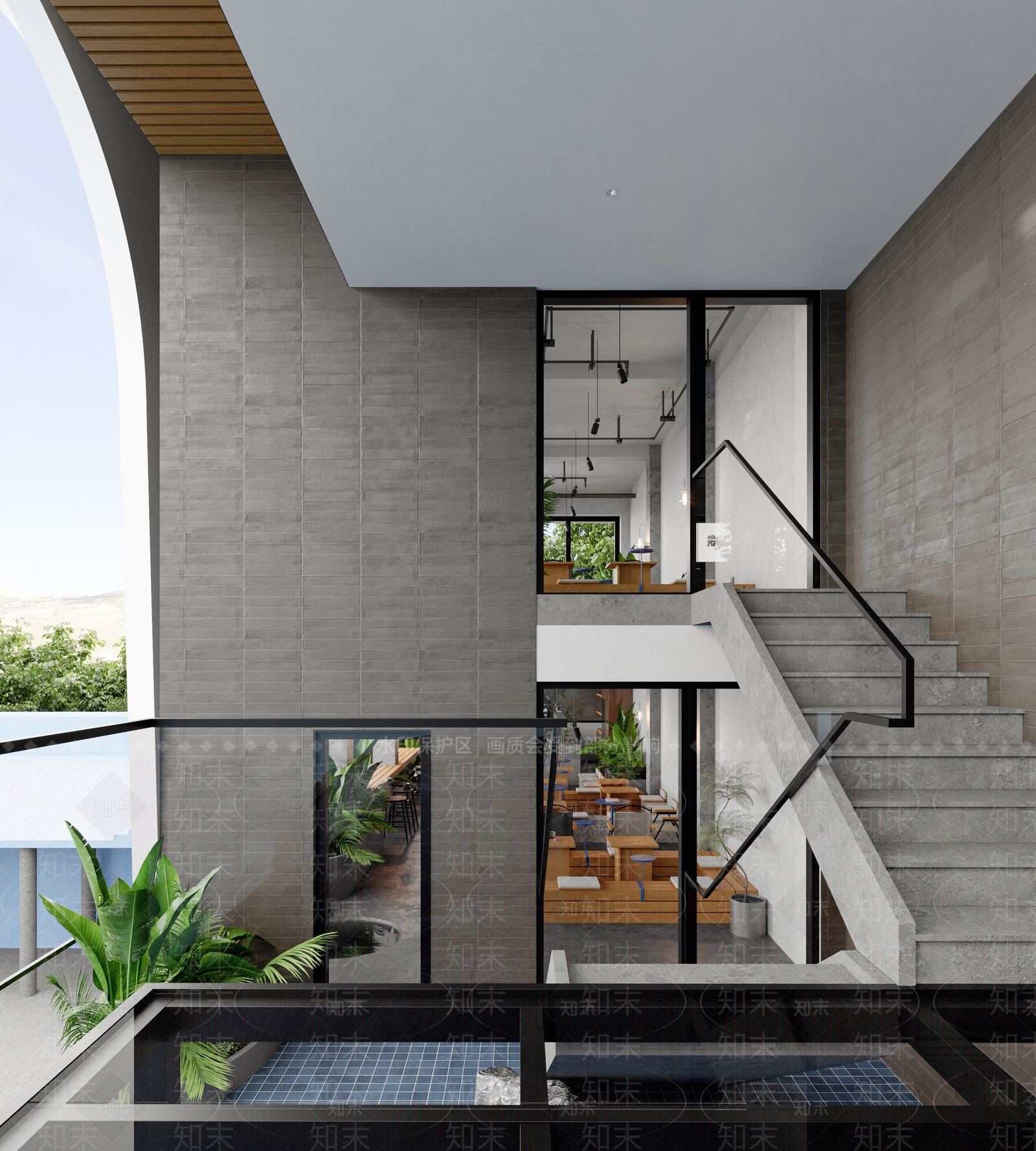 现代简约餐饮建筑3D模型下载【ID:1202926441】