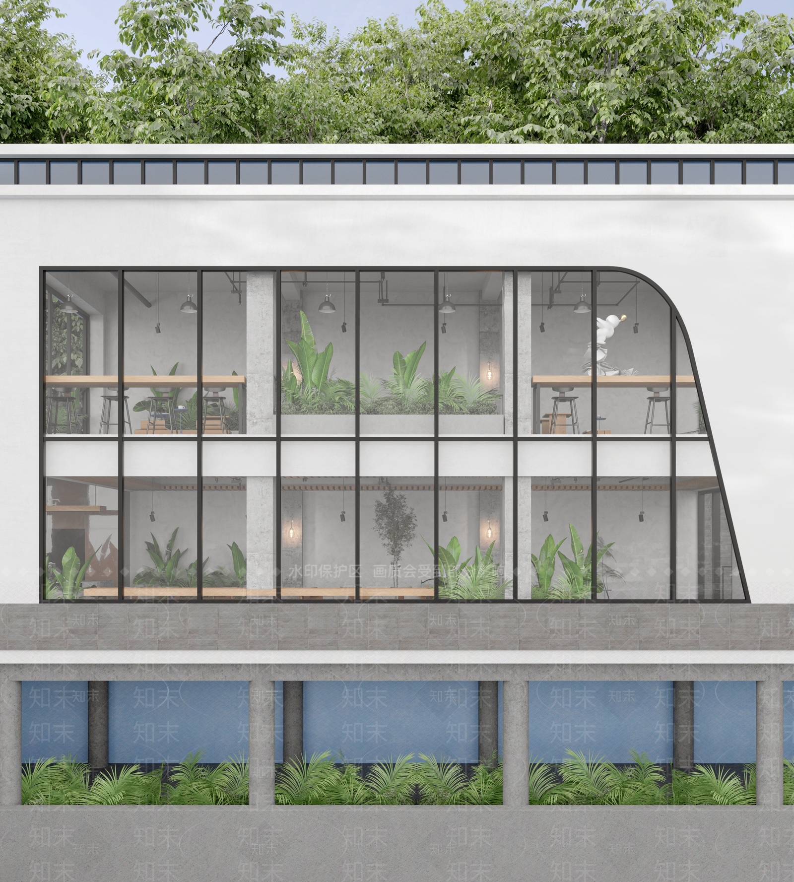 现代简约餐饮建筑3D模型下载【ID:1202926441】
