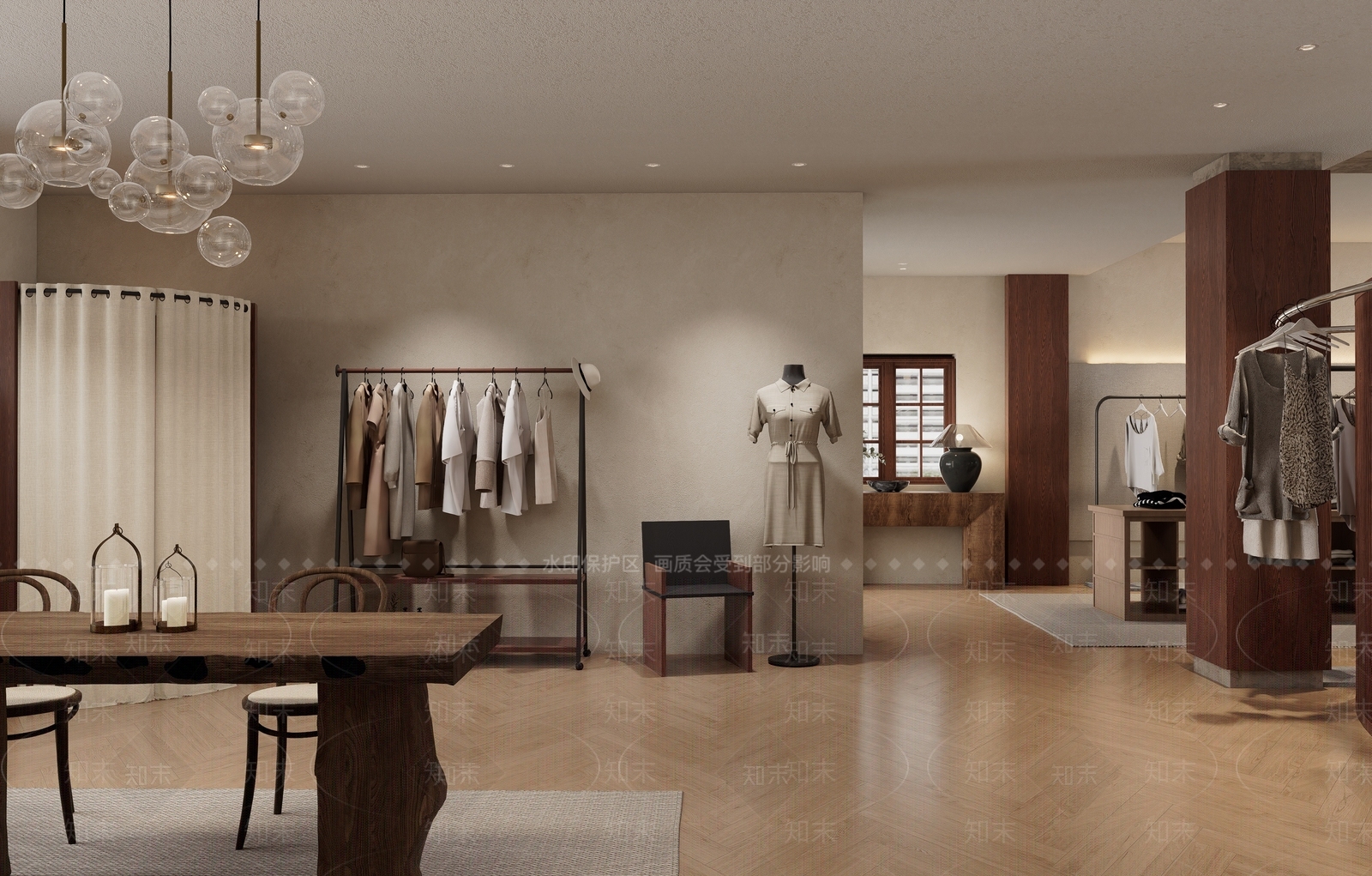 现代奶油服装店SU模型下载【ID:1202927028】