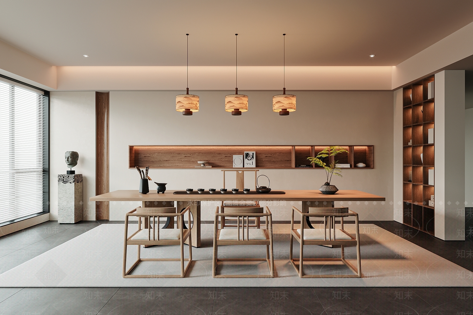 现代新中式茶室SU模型下载【ID:1202927083】