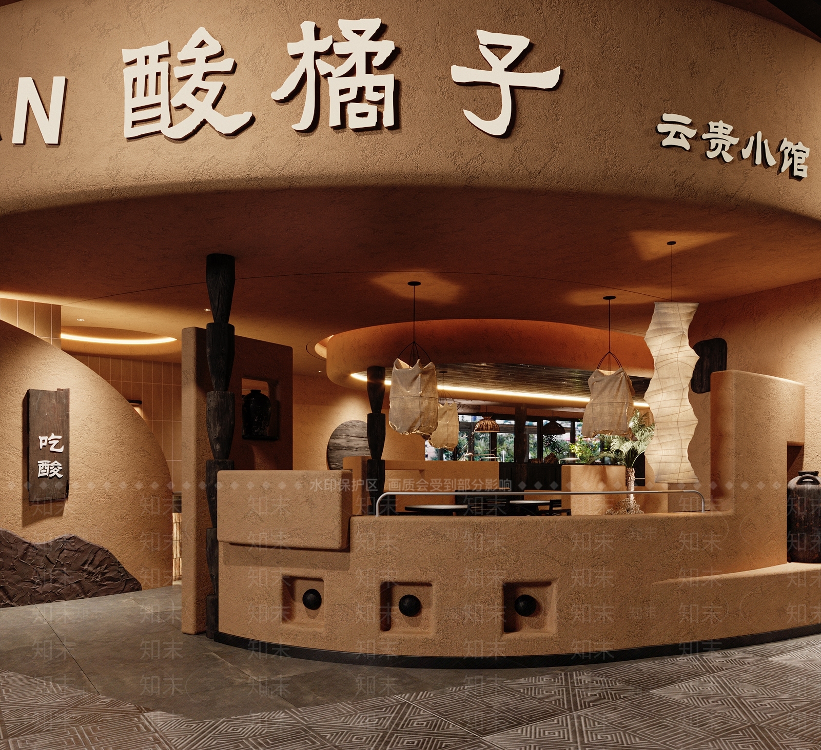 复古侘寂中餐厅3D模型下载【ID:1202927906】