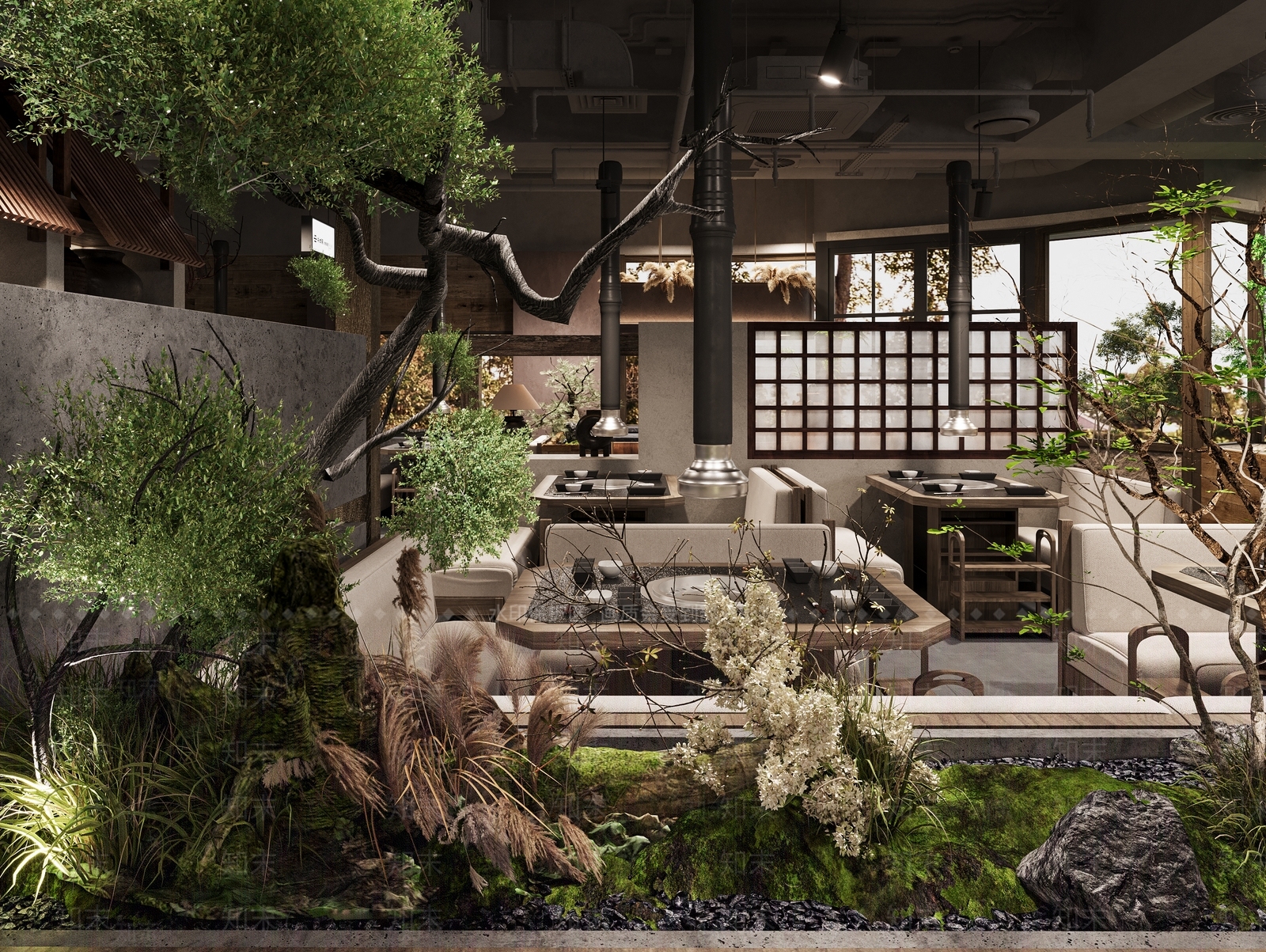 复古侘寂烤肉店3D模型下载【ID:1202962216】