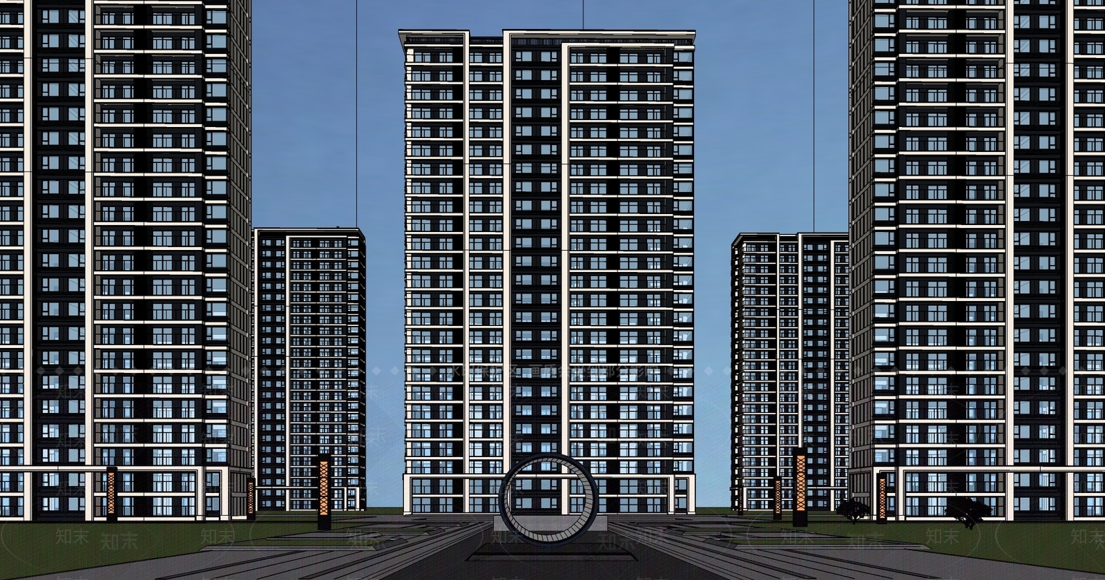 现代高层住宅SU模型下载【ID:1202930912】
