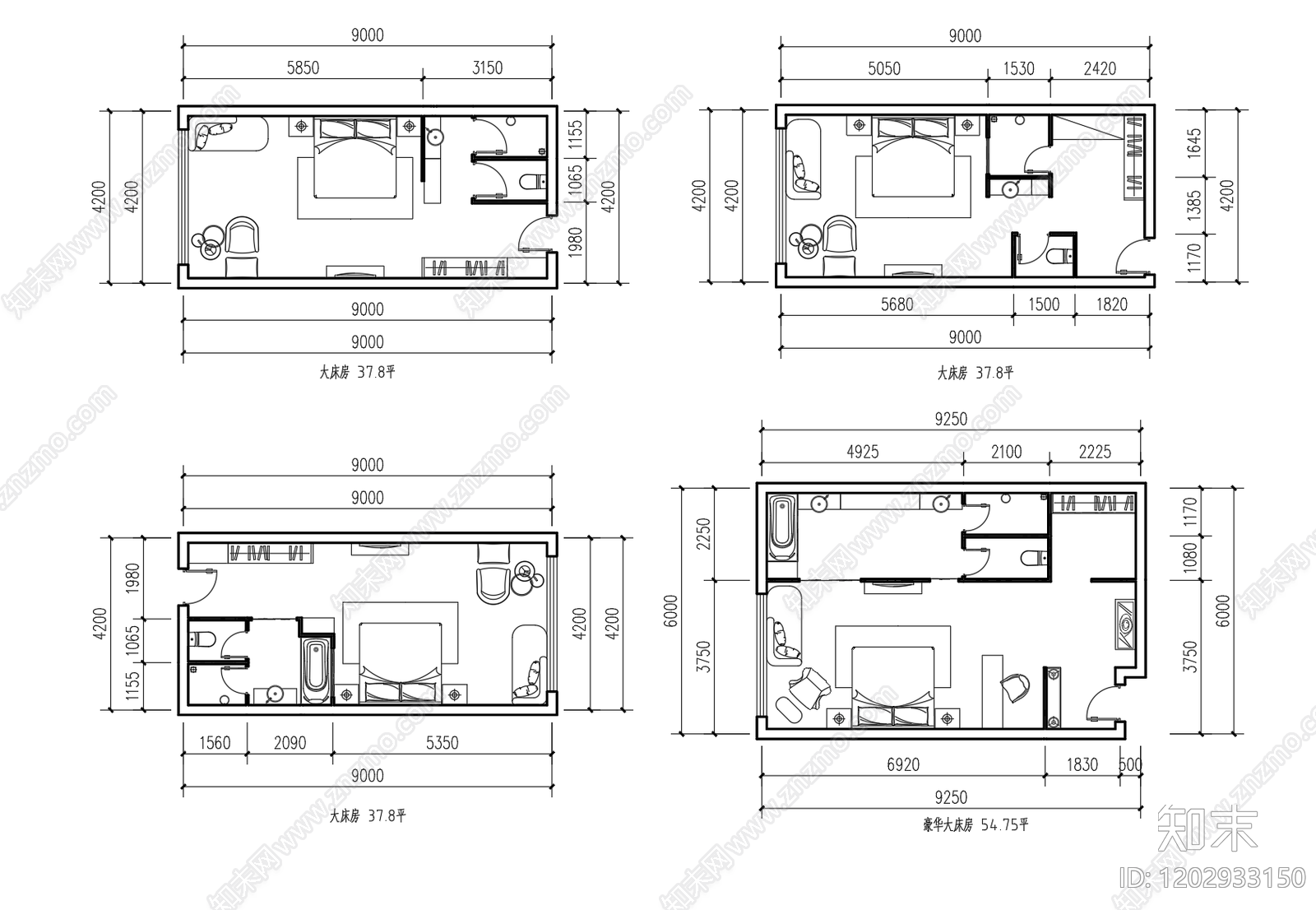 现代酒店建筑施工图下载【ID:1202933150】