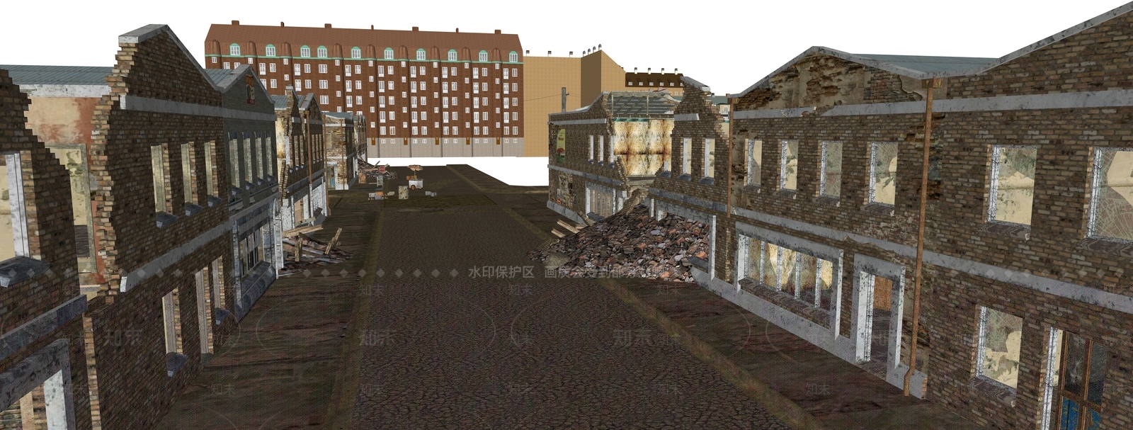 复古中古风格建筑SU模型下载【ID:1202935803】