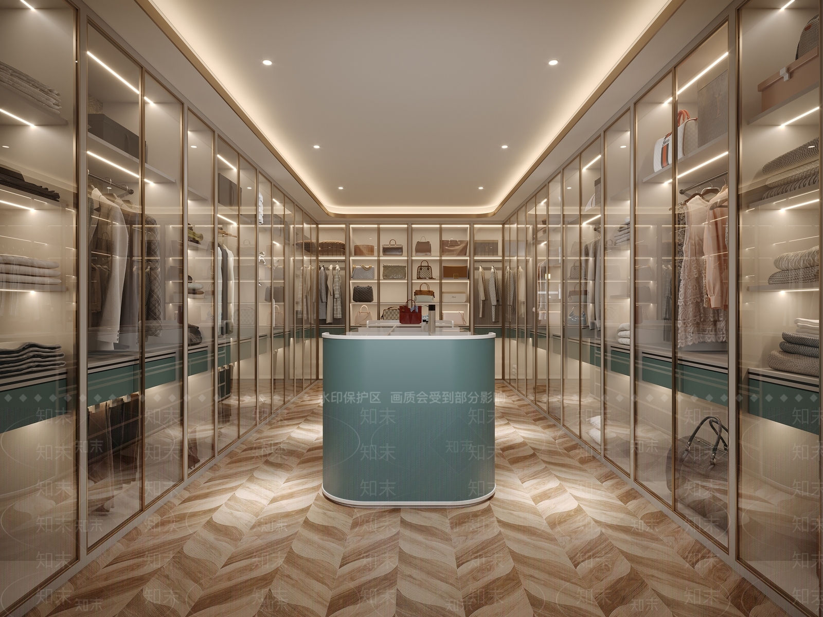 轻奢衣帽间3D模型下载【ID:1204491111】