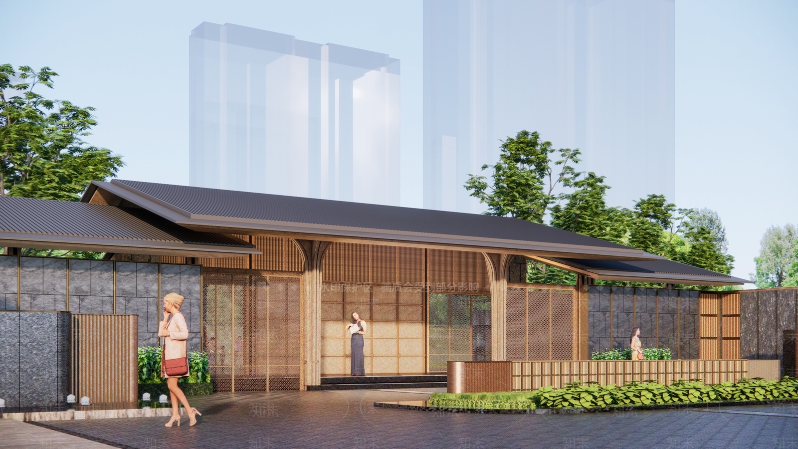 现代新中式小公建SU模型下载【ID:1202936304】