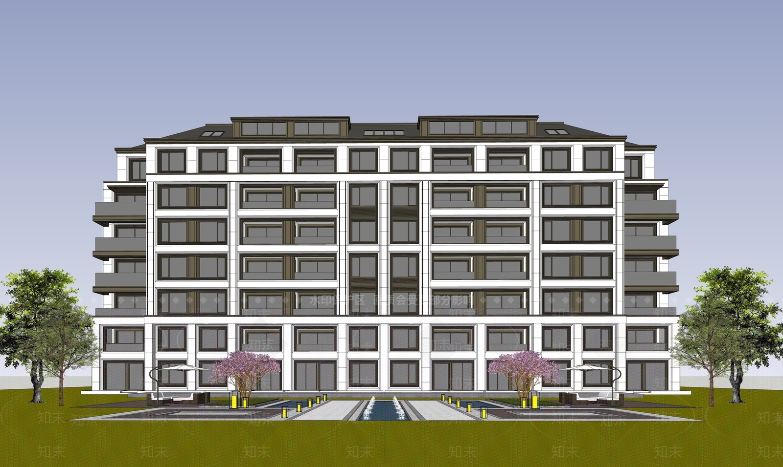 现代多层住宅SU模型下载【ID:1202937303】