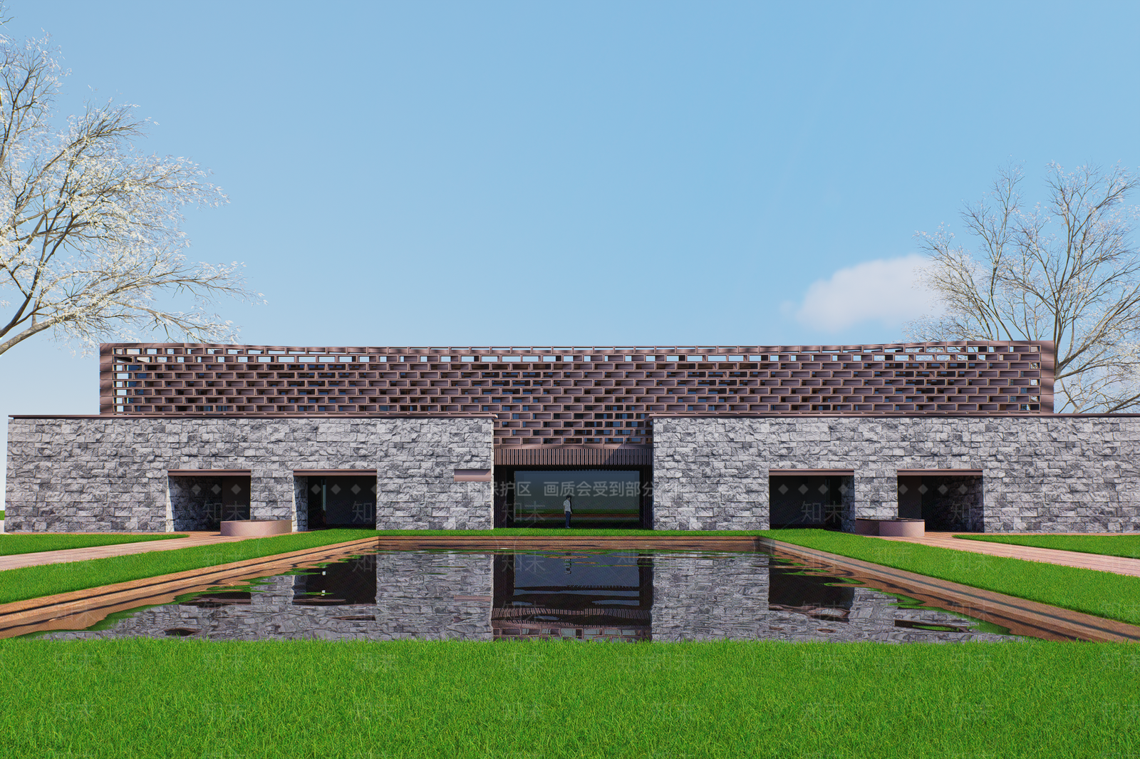 现代售楼处建筑SU模型下载【ID:1202941288】
