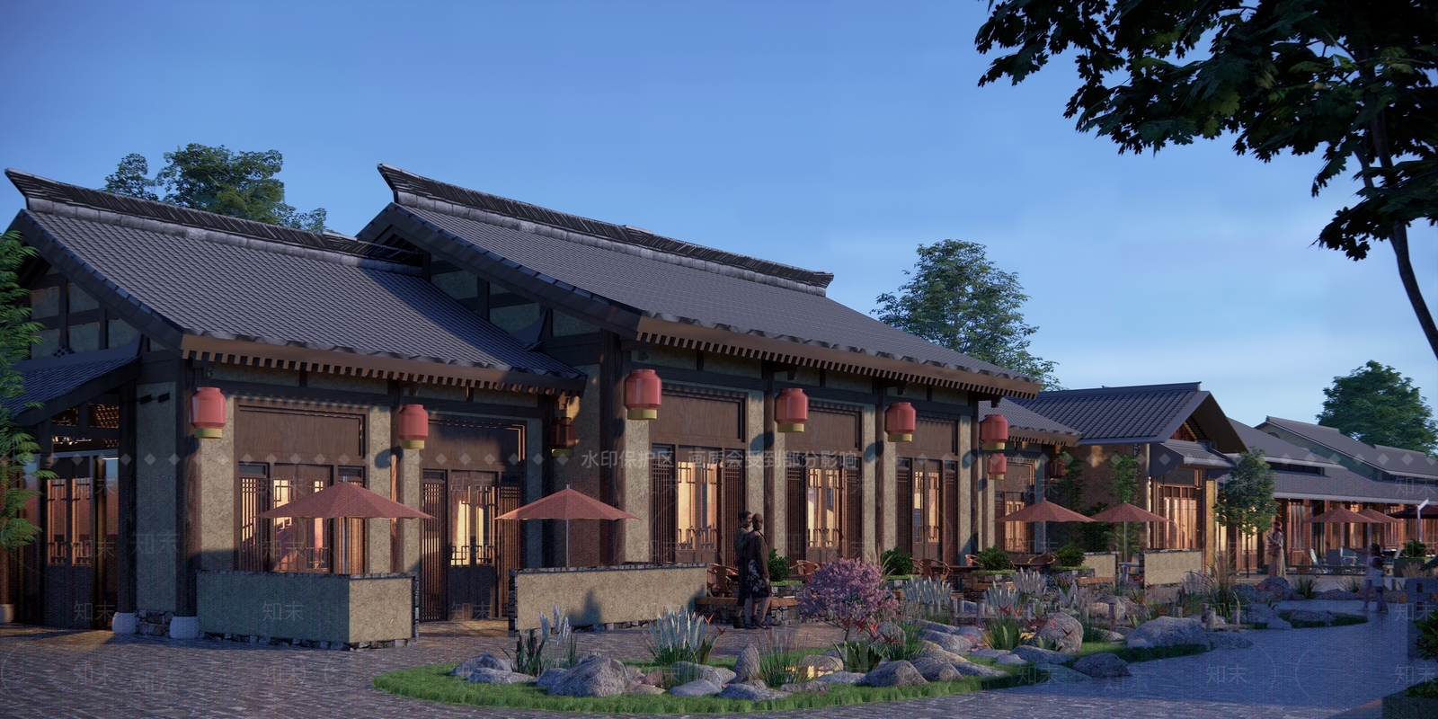 中式商业街SU模型下载【ID:1202941965】