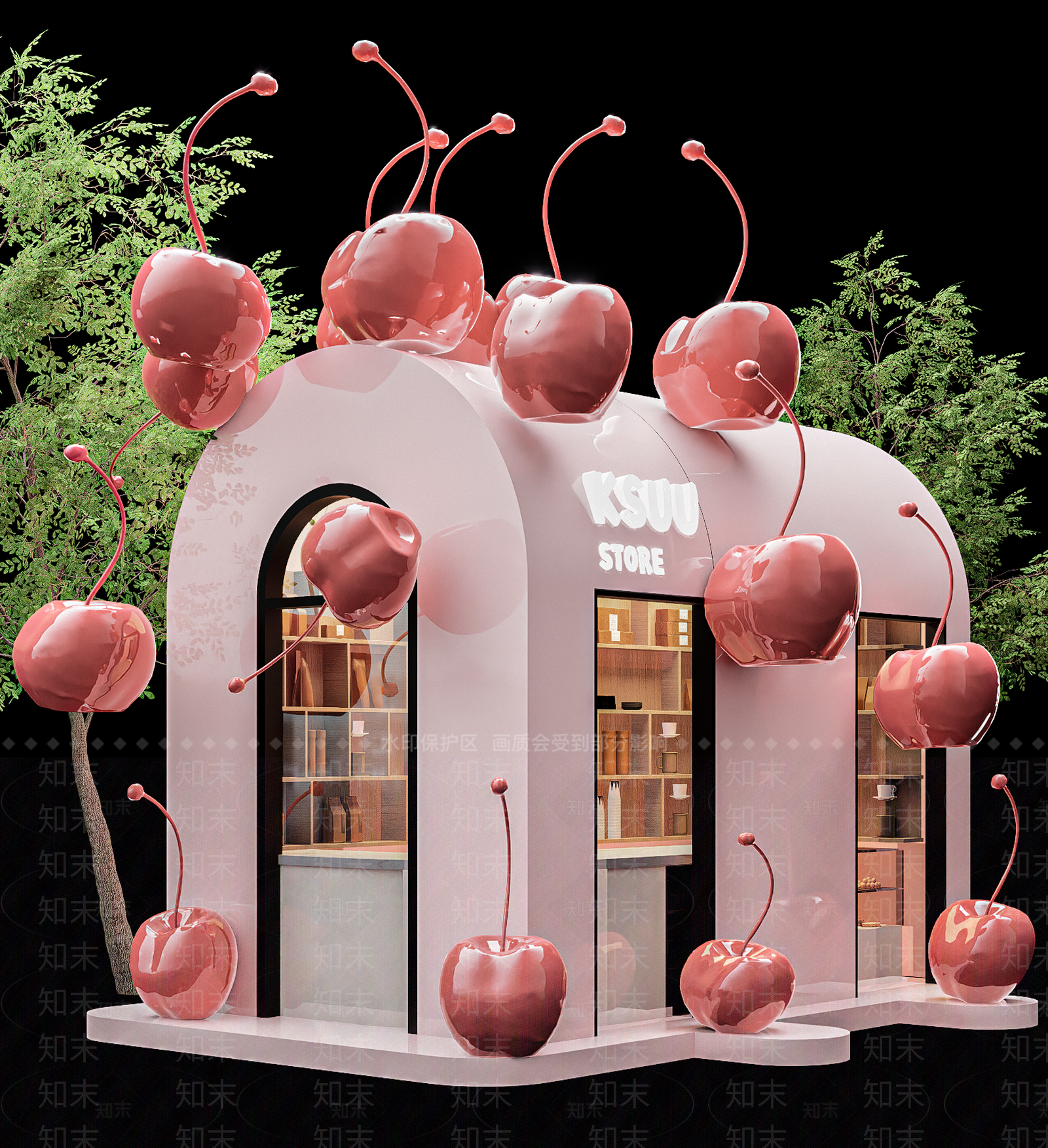 现代极简奶茶店SU模型下载【ID:1202944427】