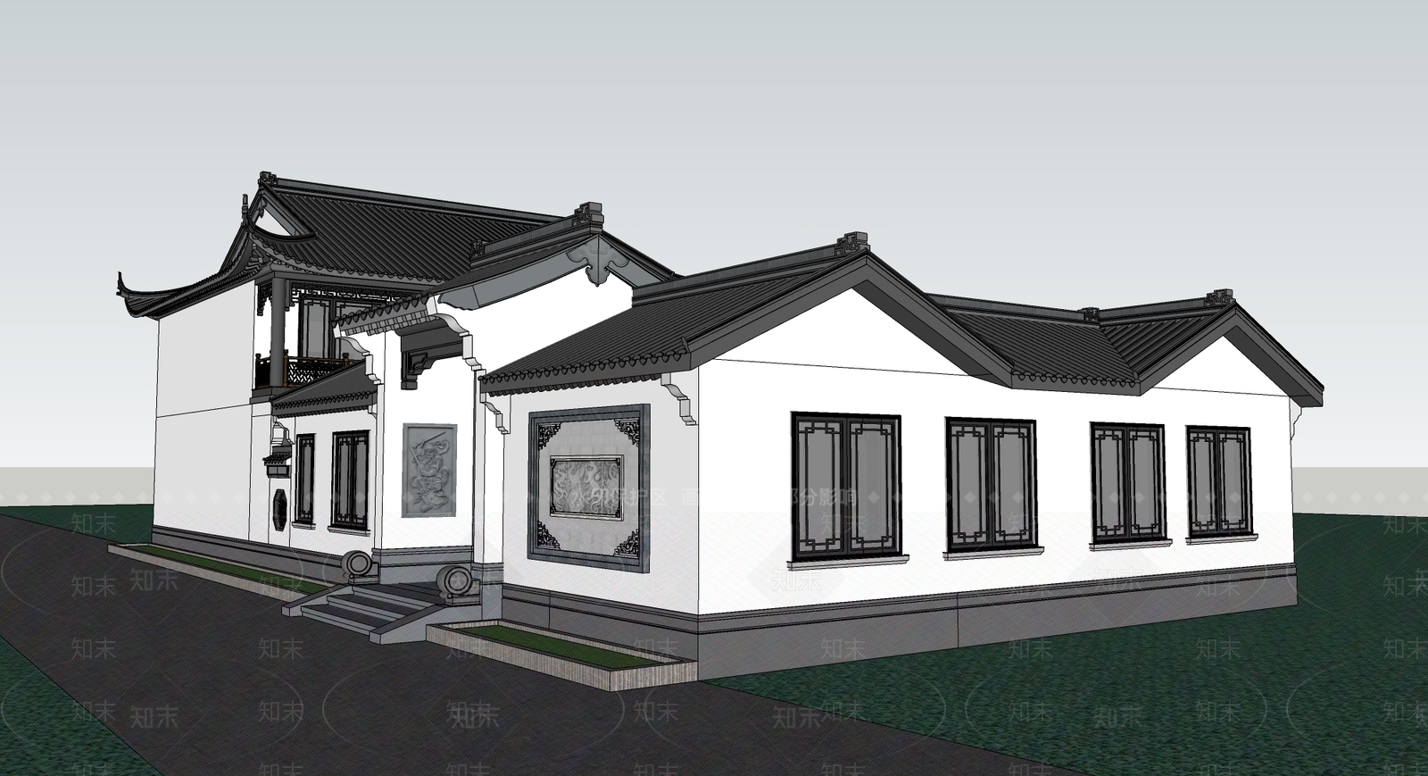 中式古建筑SU模型下载【ID:1202944797】