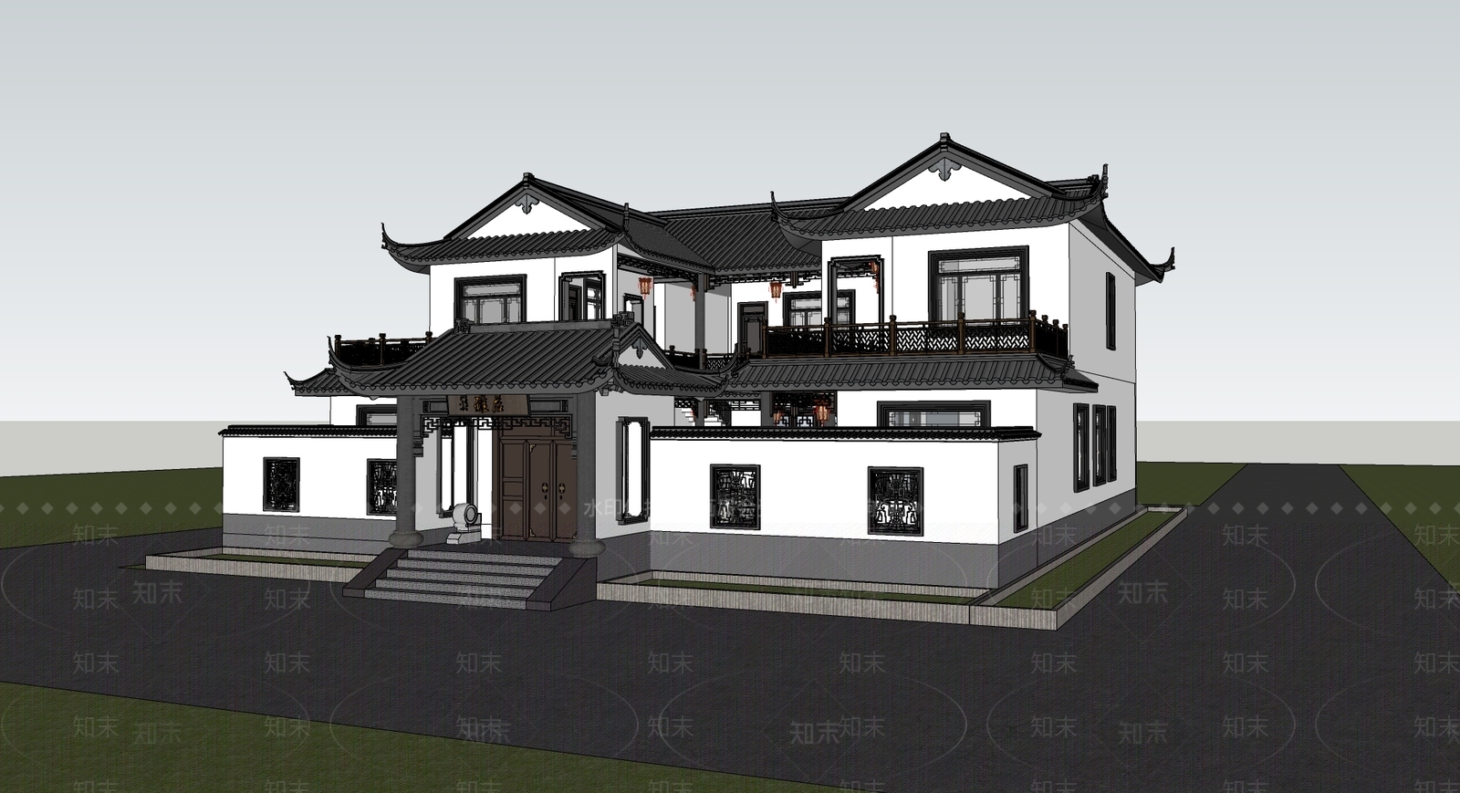 中式古建筑SU模型下载【ID:1202944870】