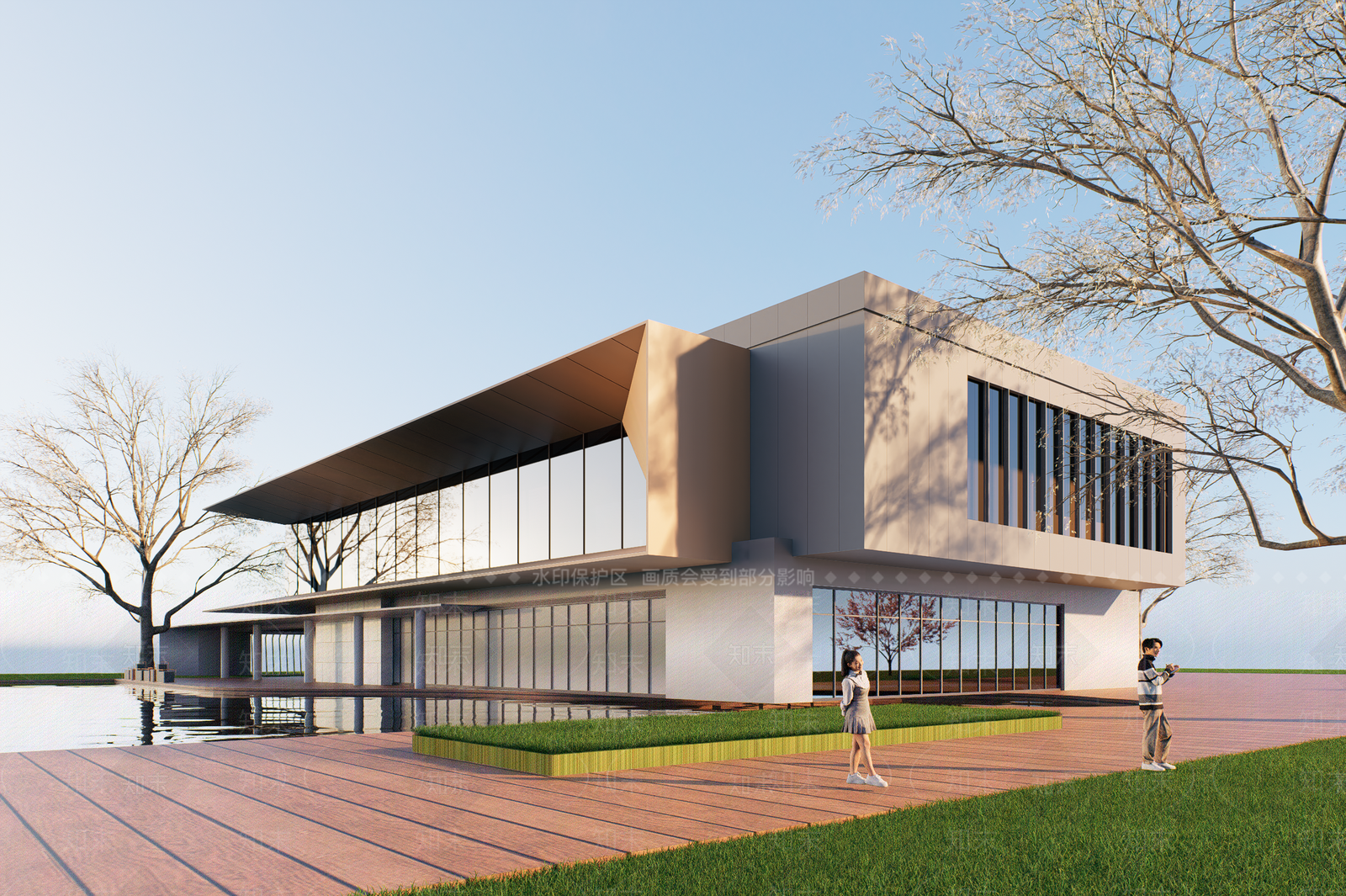 现代售楼处建筑SU模型下载【ID:1202945054】