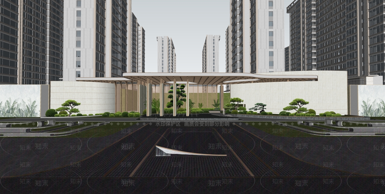 现代轻奢入口大门SU模型下载【ID:1202948497】