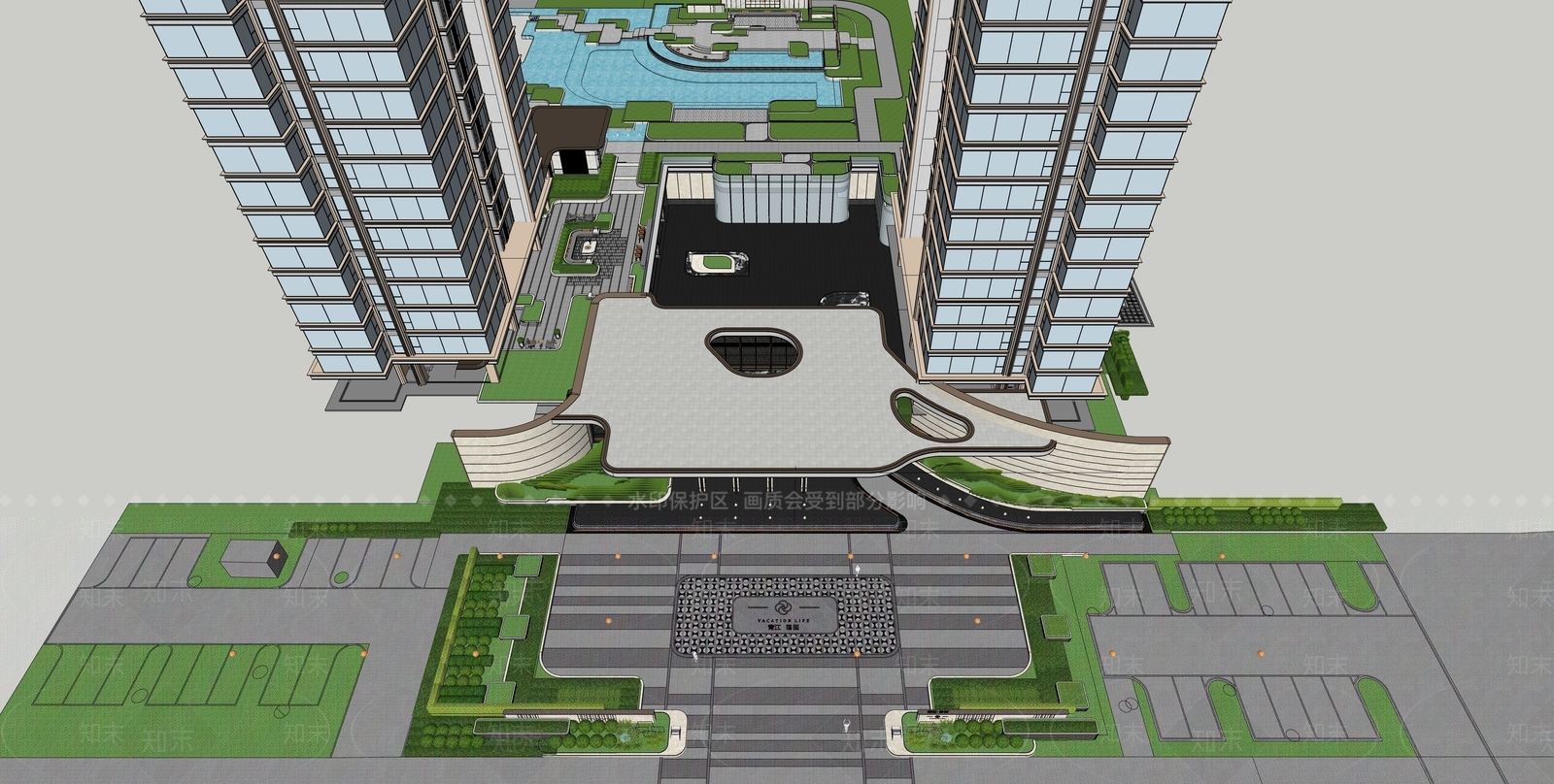 现代轻奢小区景观SU模型下载【ID:1202948932】