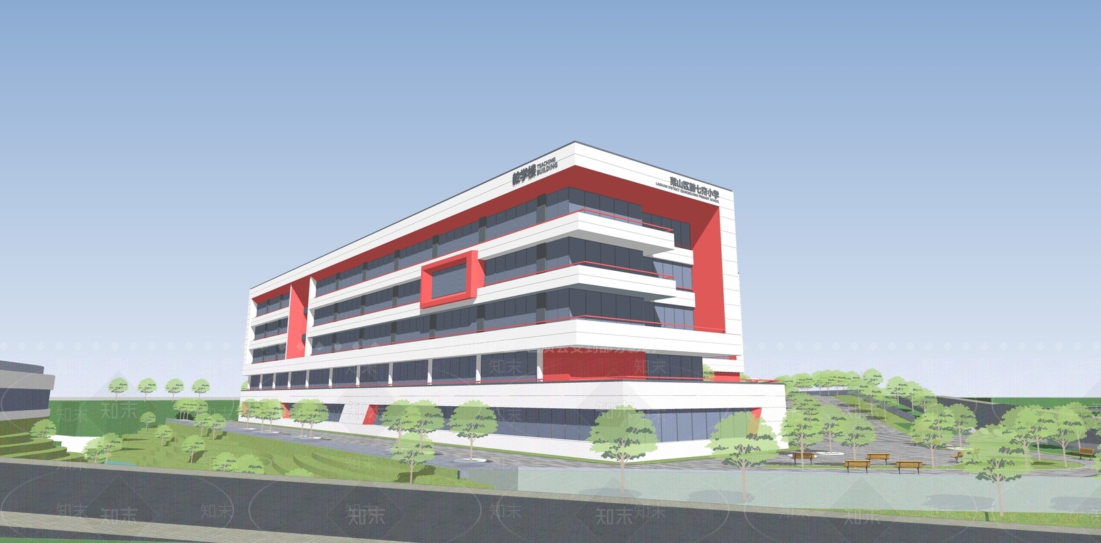 现代学校建筑SU模型下载【ID:1202949897】
