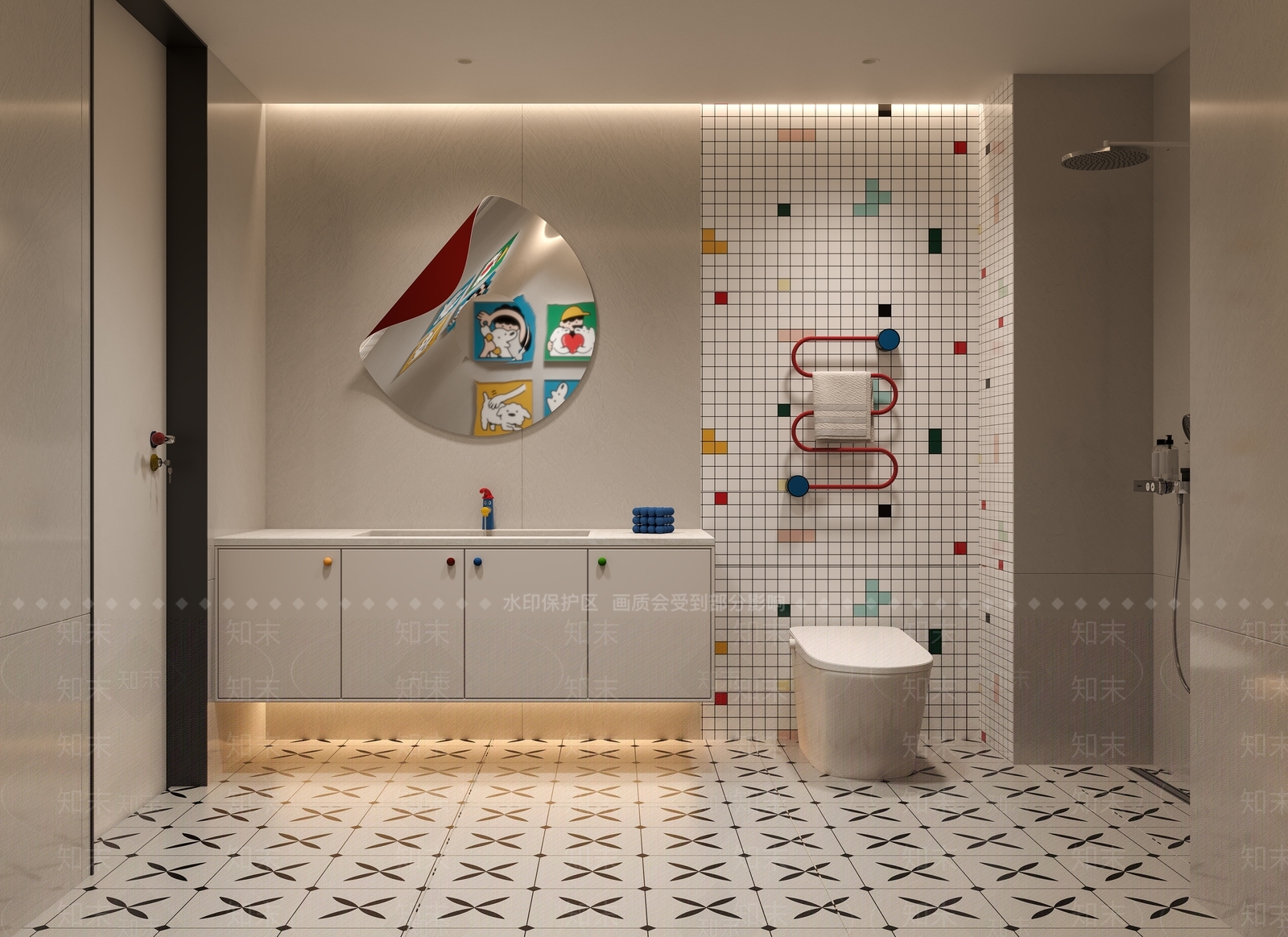 现代奶油卫生间3D模型下载【ID:1202950448】