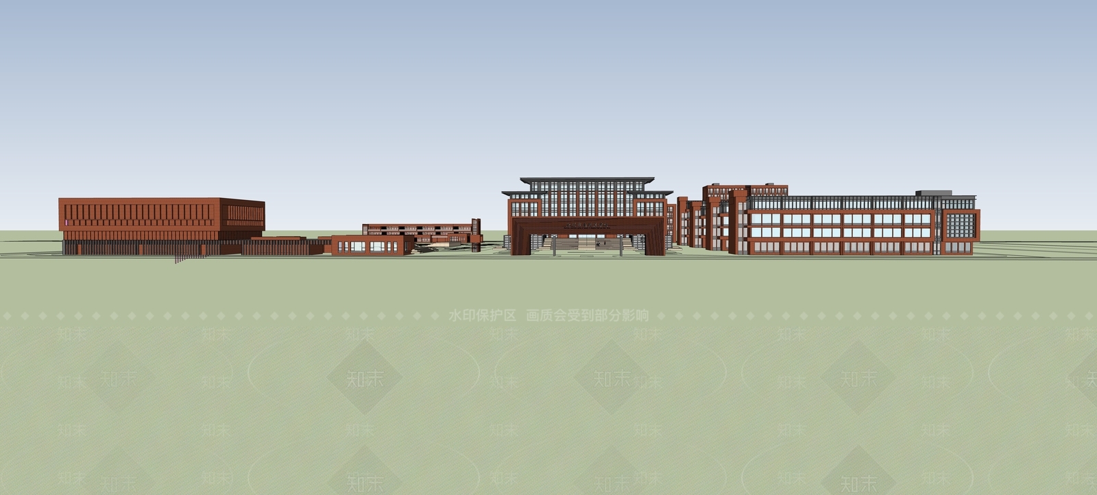 现代学校建筑SU模型下载【ID:1202951397】