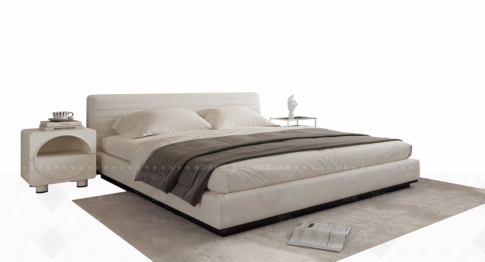 现代双人床SU模型下载【ID:1202952864】