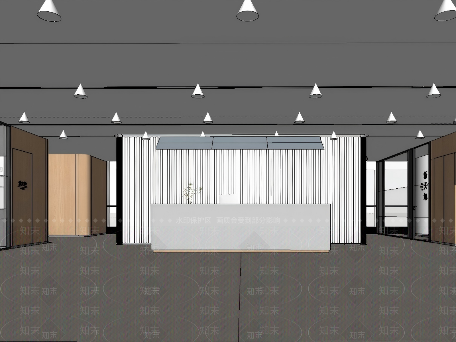 现代极简办公大堂SU模型下载【ID:1202953421】
