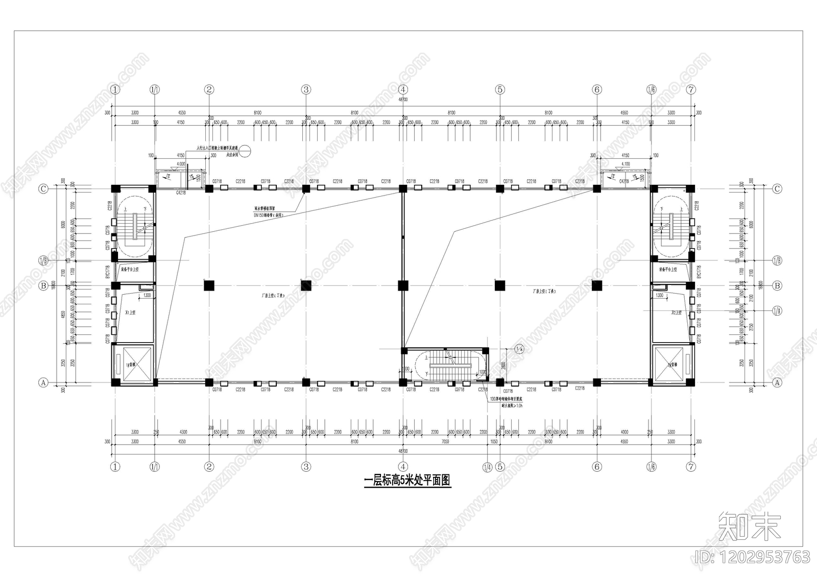 现代简约产业园建筑cad施工图下载【ID:1202953763】