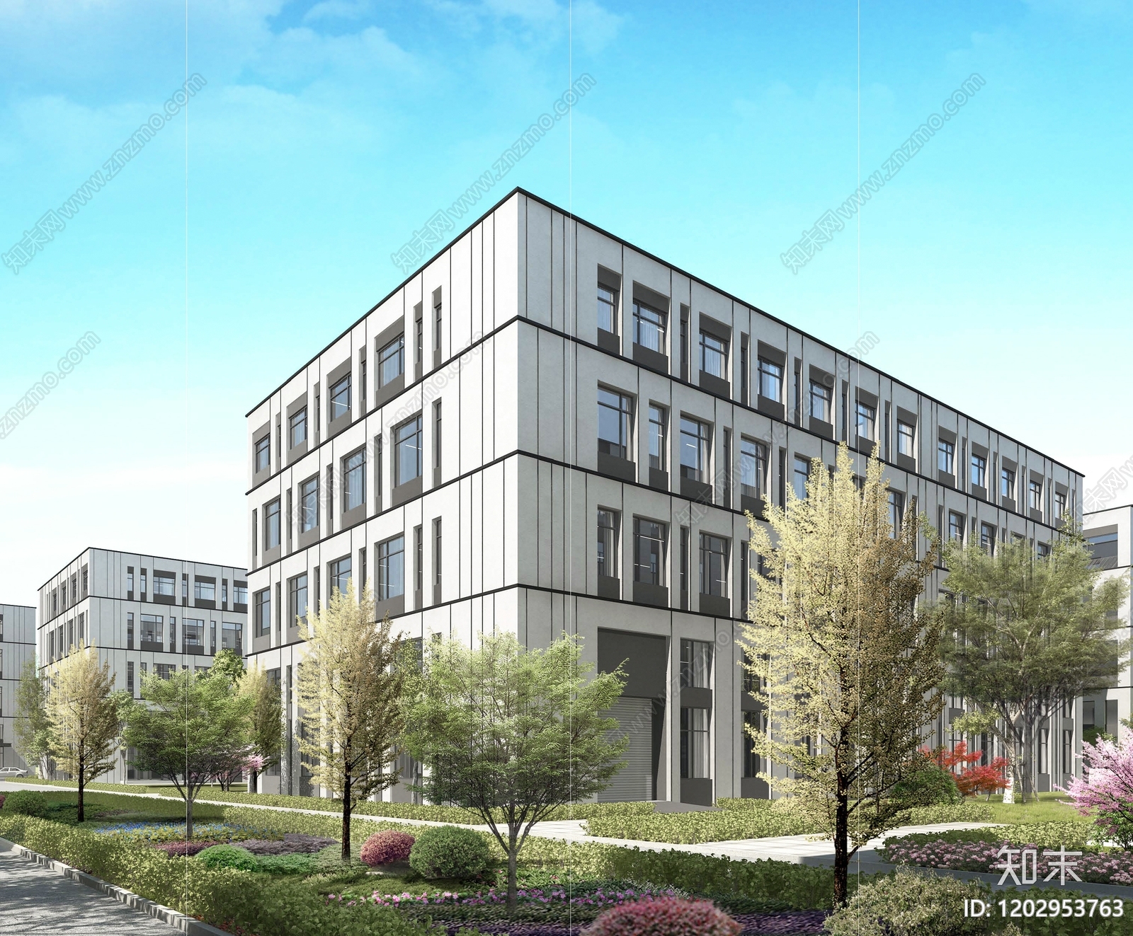 现代简约产业园建筑cad施工图下载【ID:1202953763】
