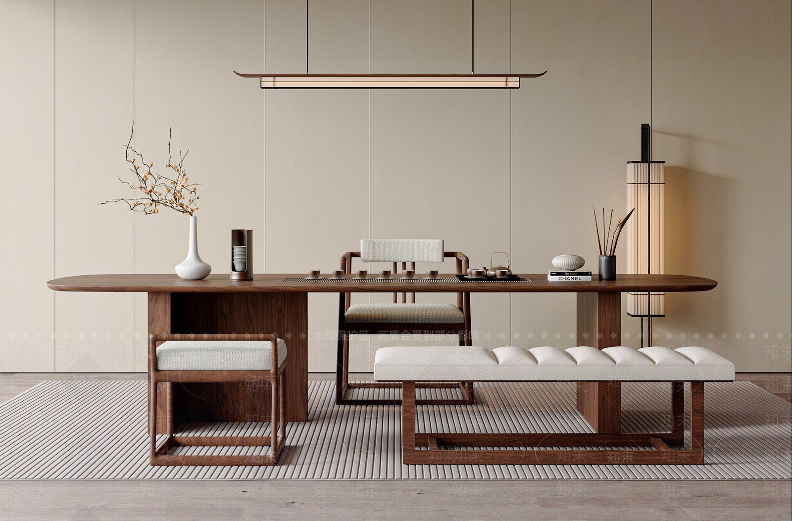 新中式中式茶桌椅SU模型下载【ID:1202955050】