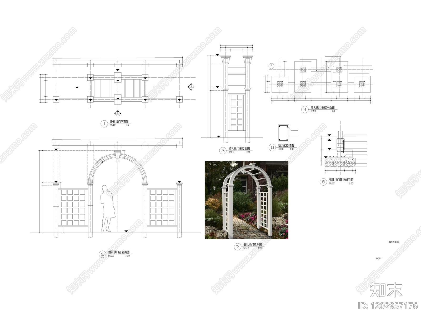 现代廊架cad施工图下载【ID:1202957176】