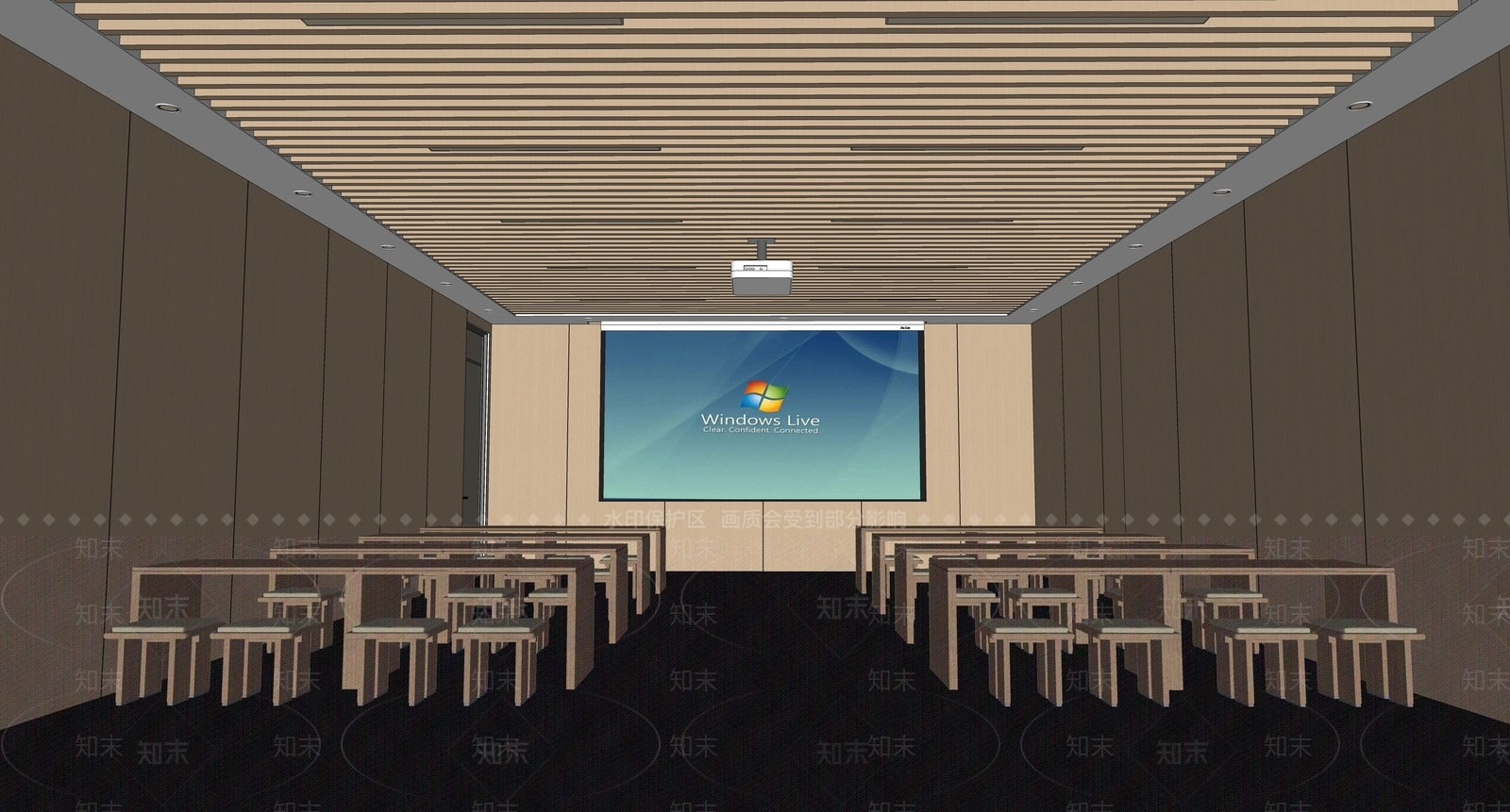 现代新中式教室SU模型下载【ID:1202961290】