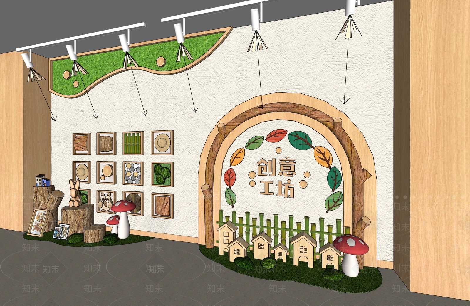 现代原木幼儿园内部SU模型下载【ID:1202963836】