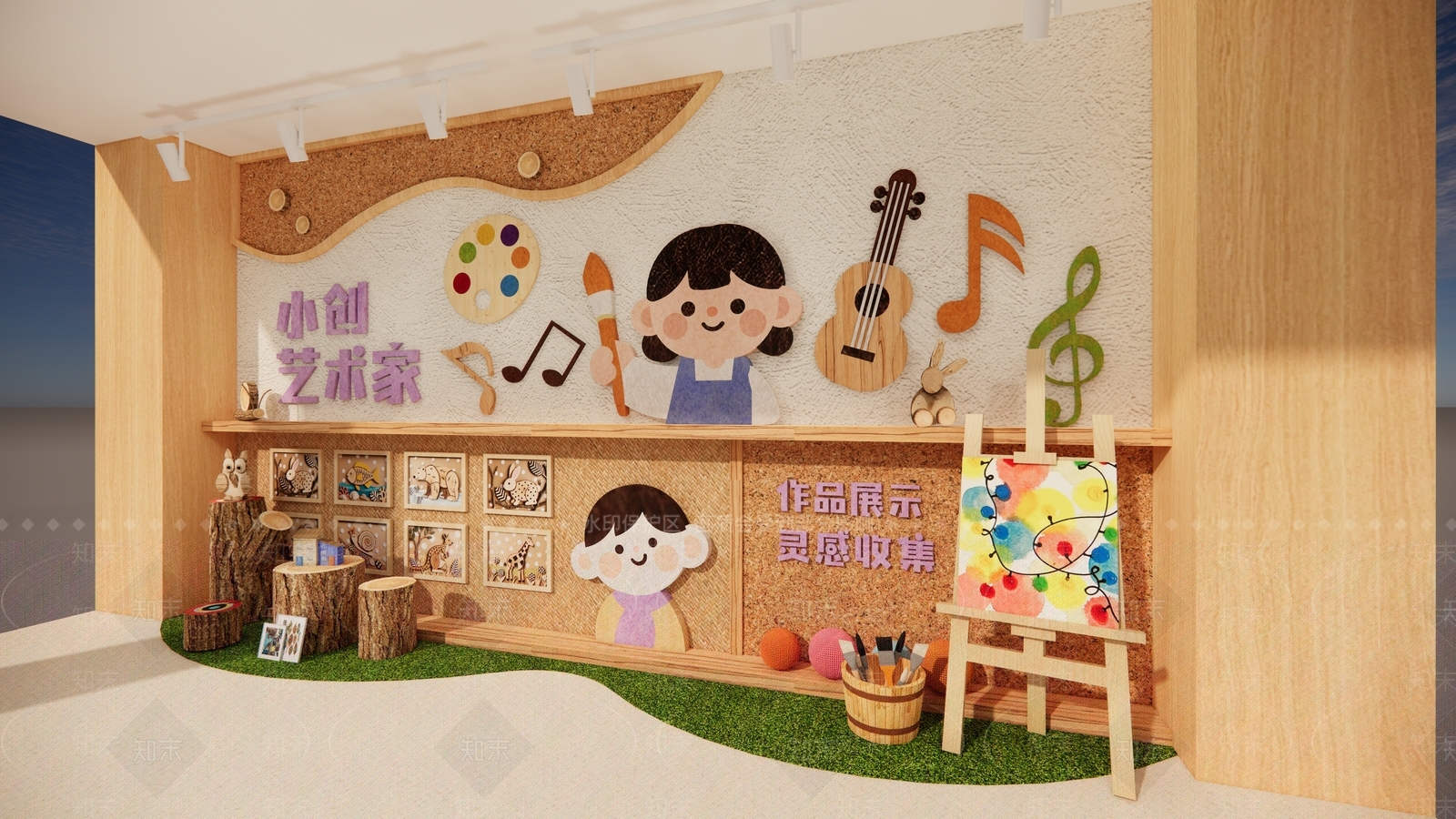 现代原木幼儿园内部SU模型下载【ID:1202964709】