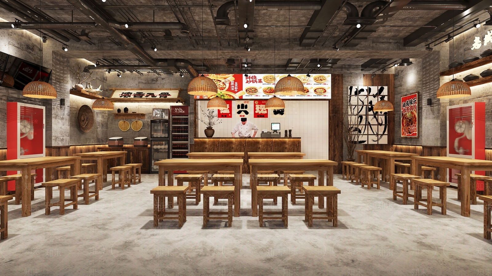 工业侘寂中餐厅3D模型下载【ID:1202964928】