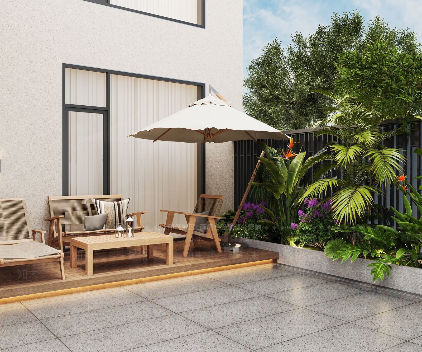 现代庭院3D模型下载【ID:1202965305】