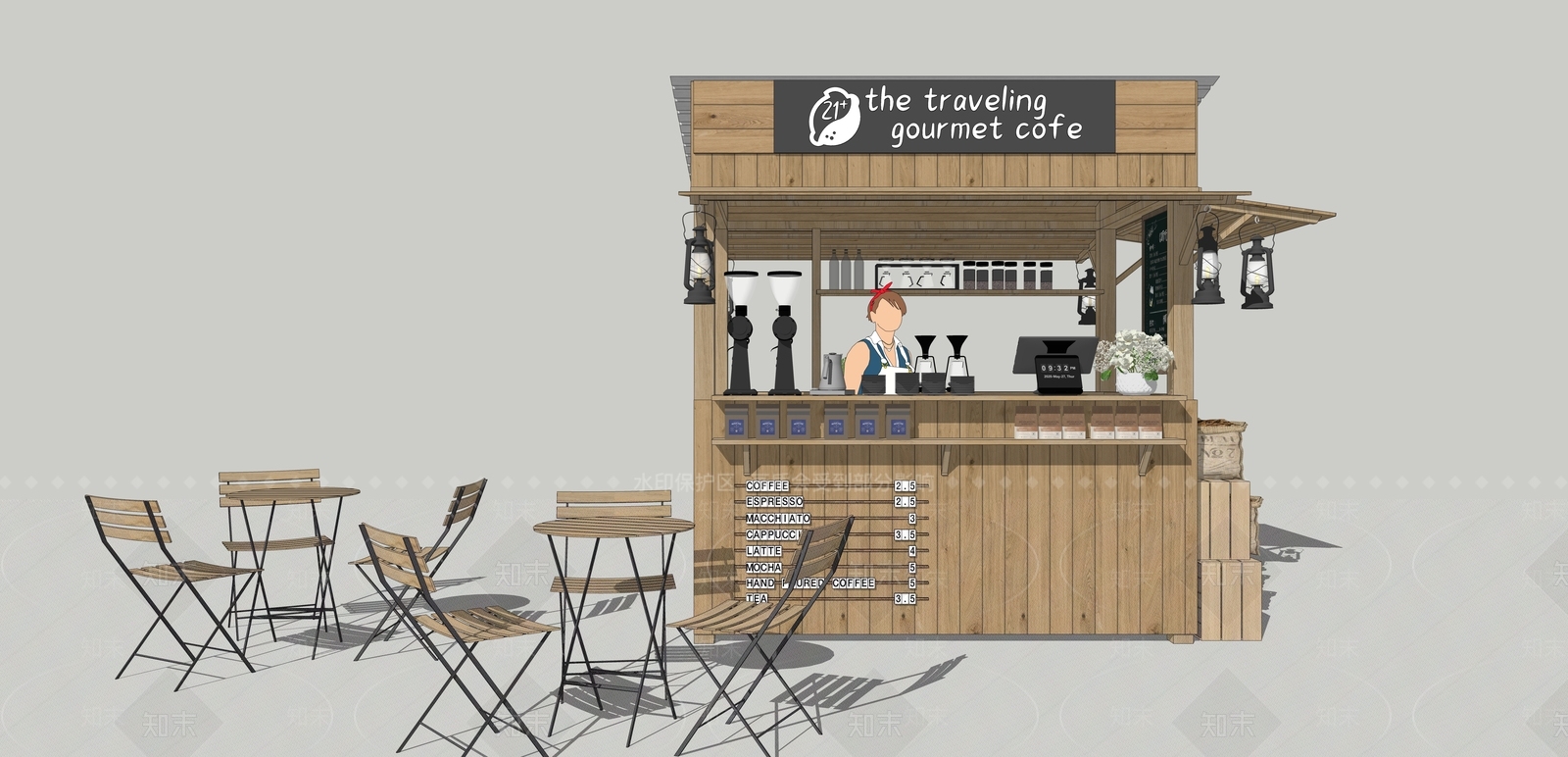 新中式咖啡厅SU模型下载【ID:1202966134】