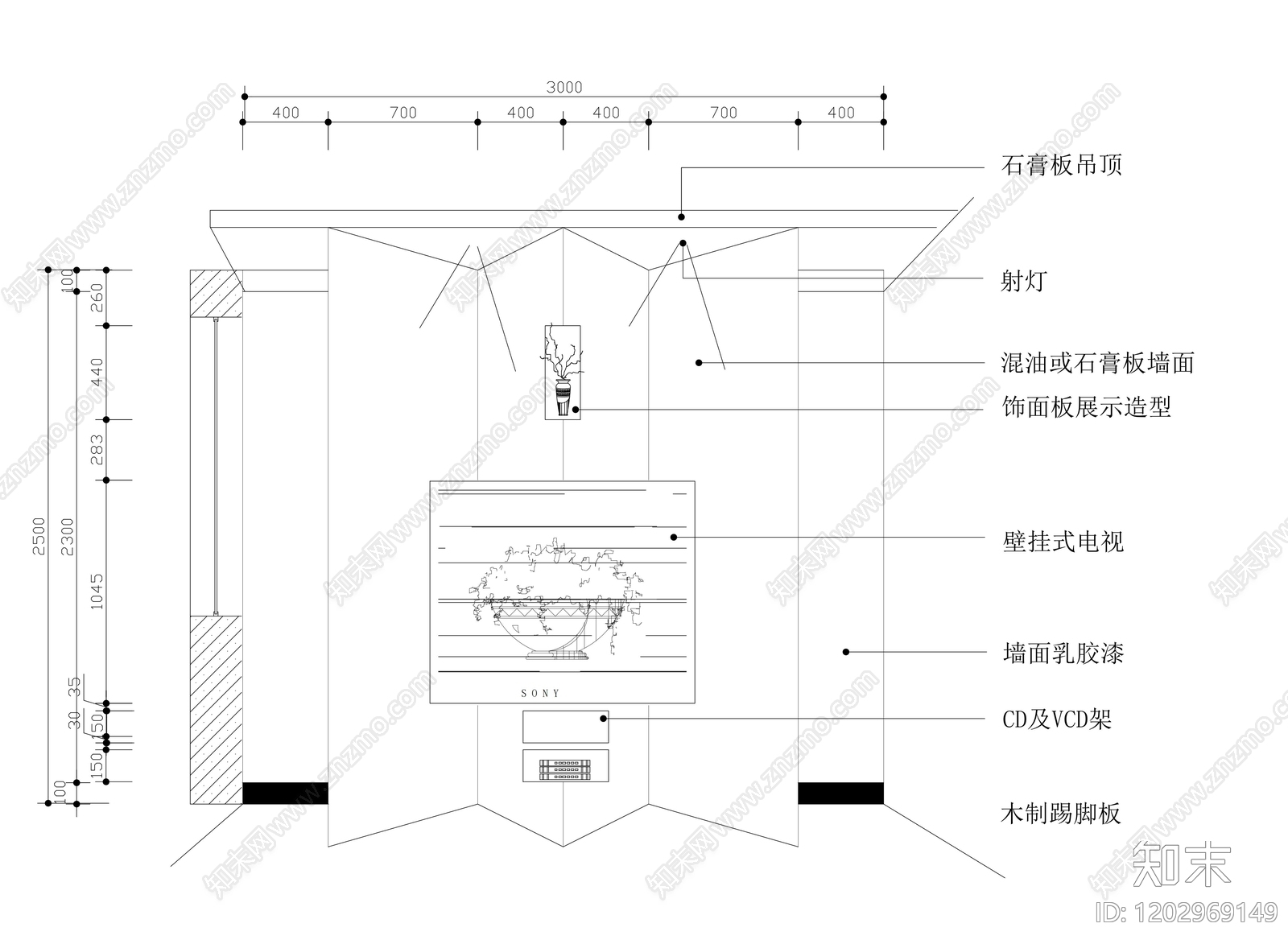 背景墙节点cad施工图下载【ID:1202969149】