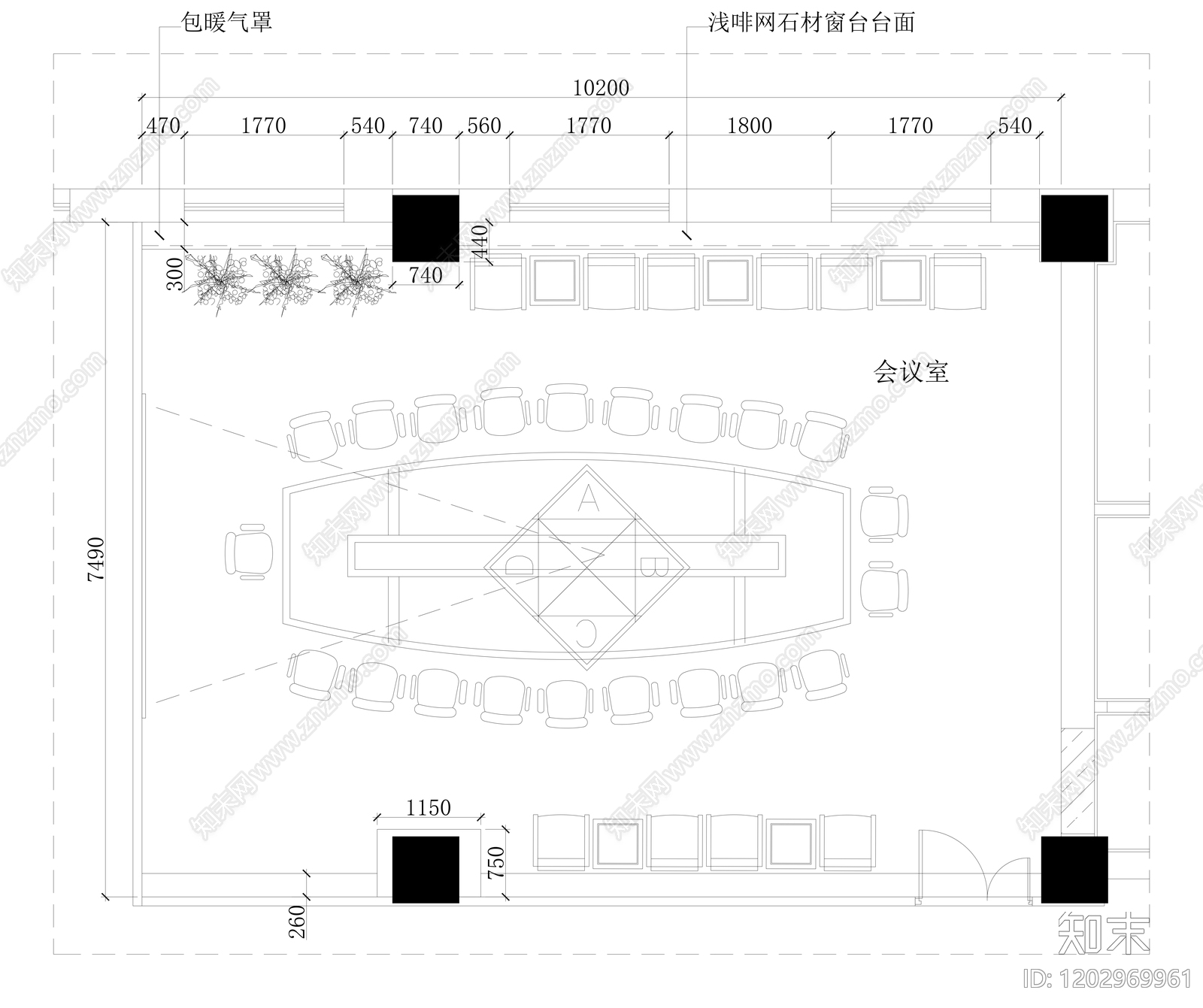 现代简约开放办公室cad施工图下载【ID:1202969961】
