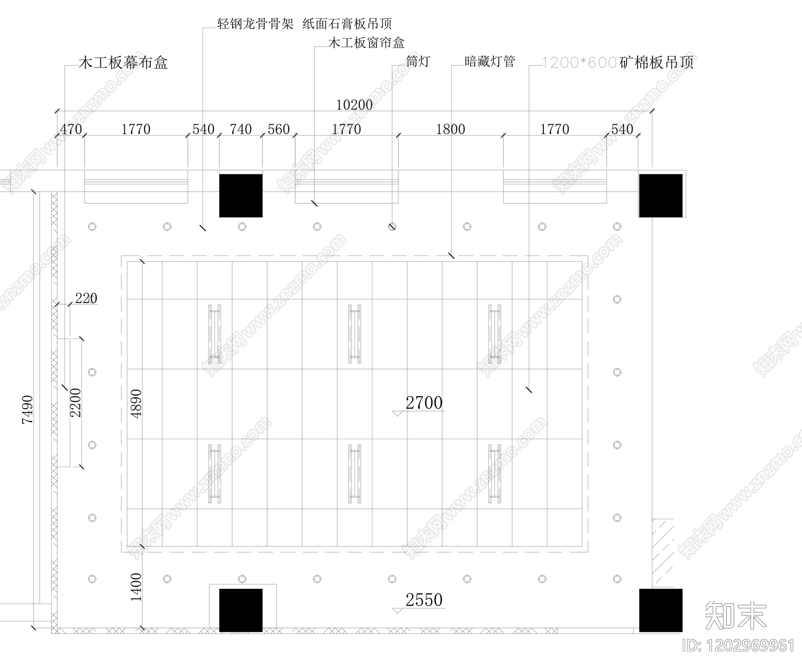 现代简约开放办公室cad施工图下载【ID:1202969961】