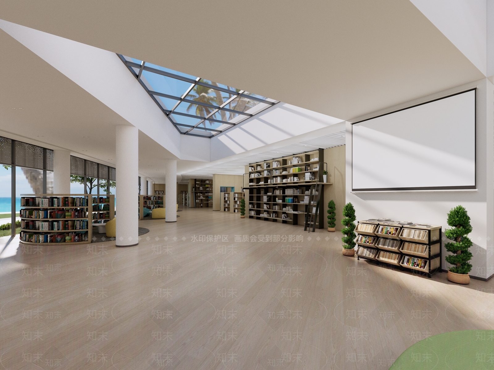 现代侘寂图书馆建筑SU模型下载【ID:1202971023】