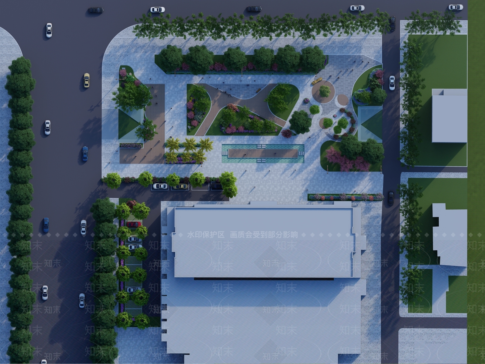 现代办公园区景观SU模型下载【ID:1202974687】