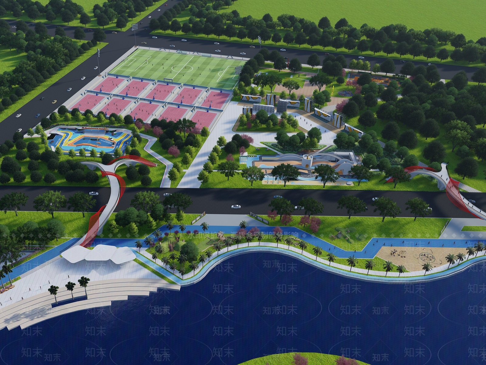 现代景观公园SU模型下载【ID:1202974796】
