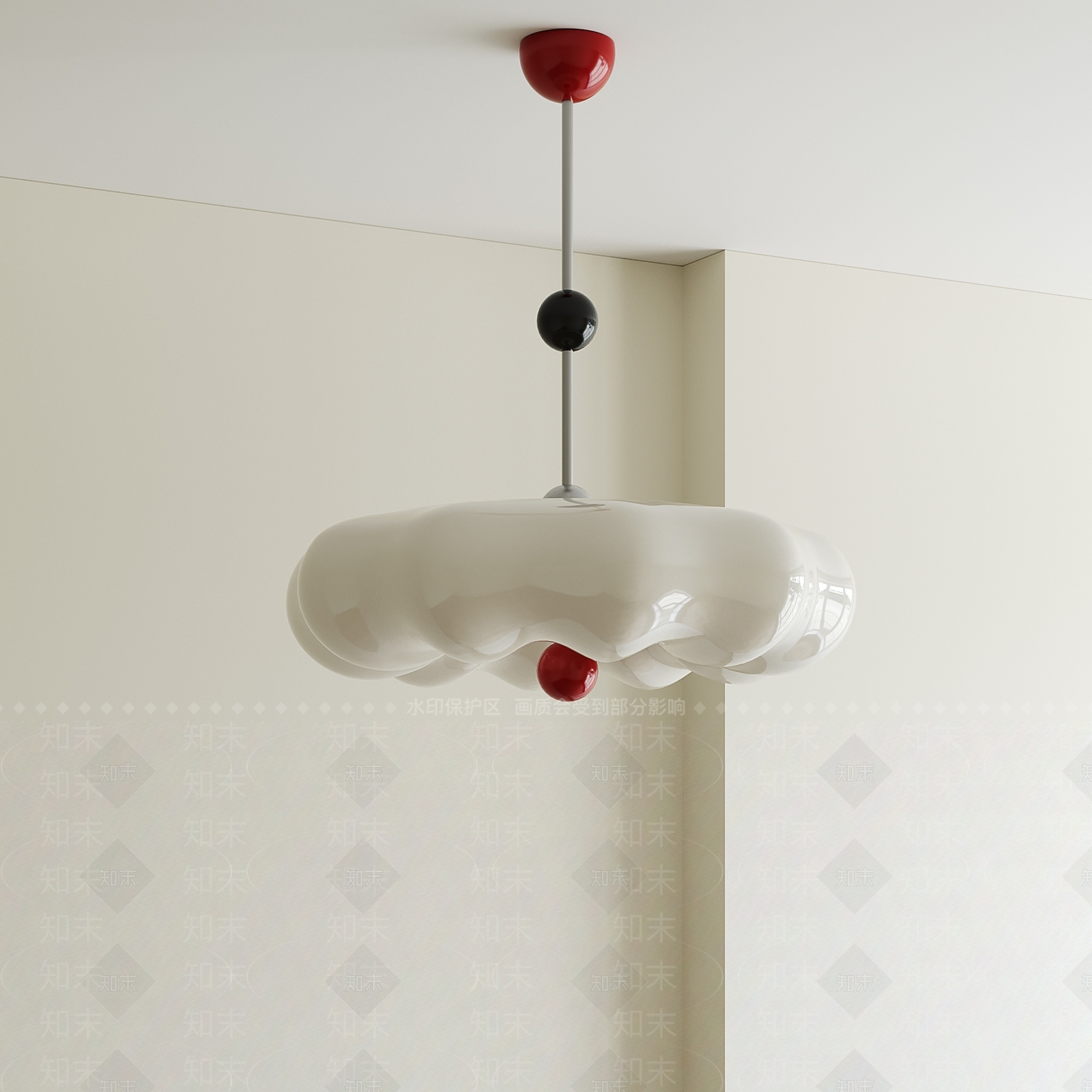 现代奶油吊灯3D模型下载【ID:1202977015】