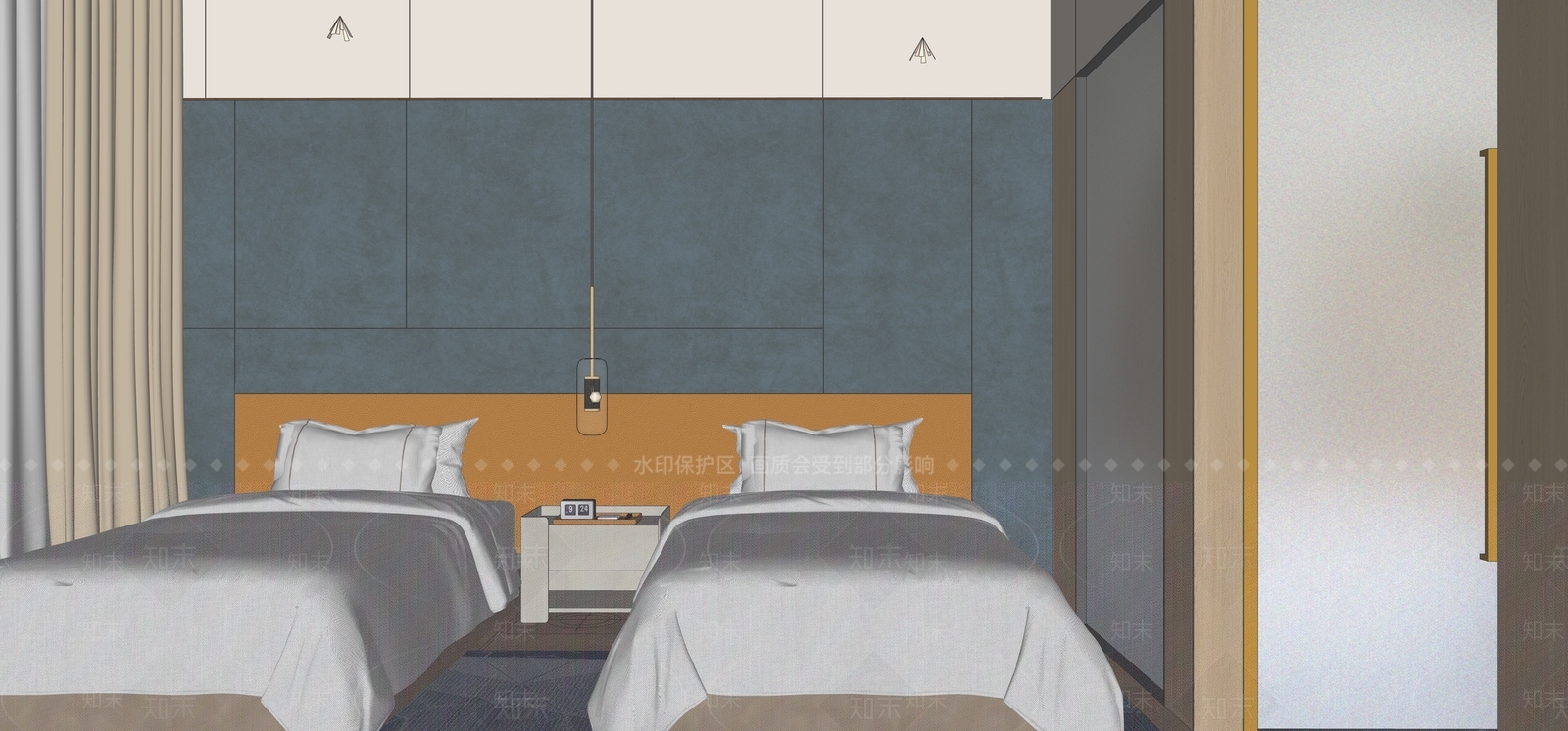 现代酒店客房SU模型下载【ID:1202977066】