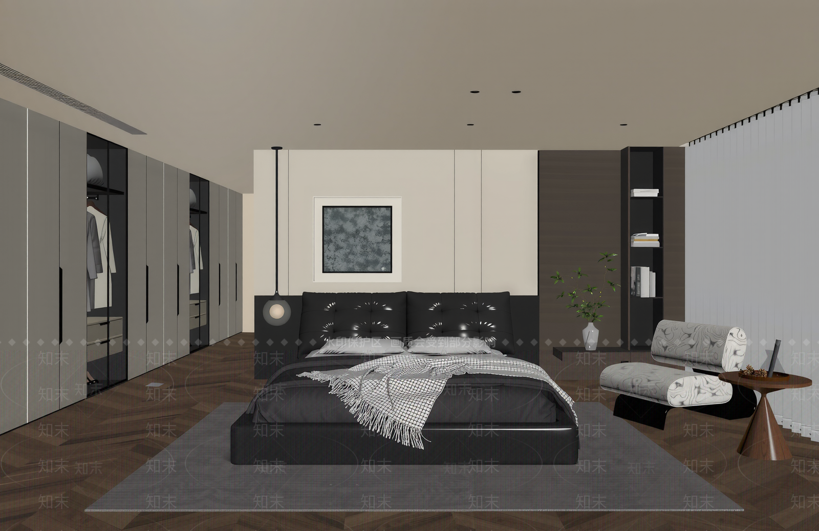 现代意式家居卧室SU模型下载【ID:1202977340】